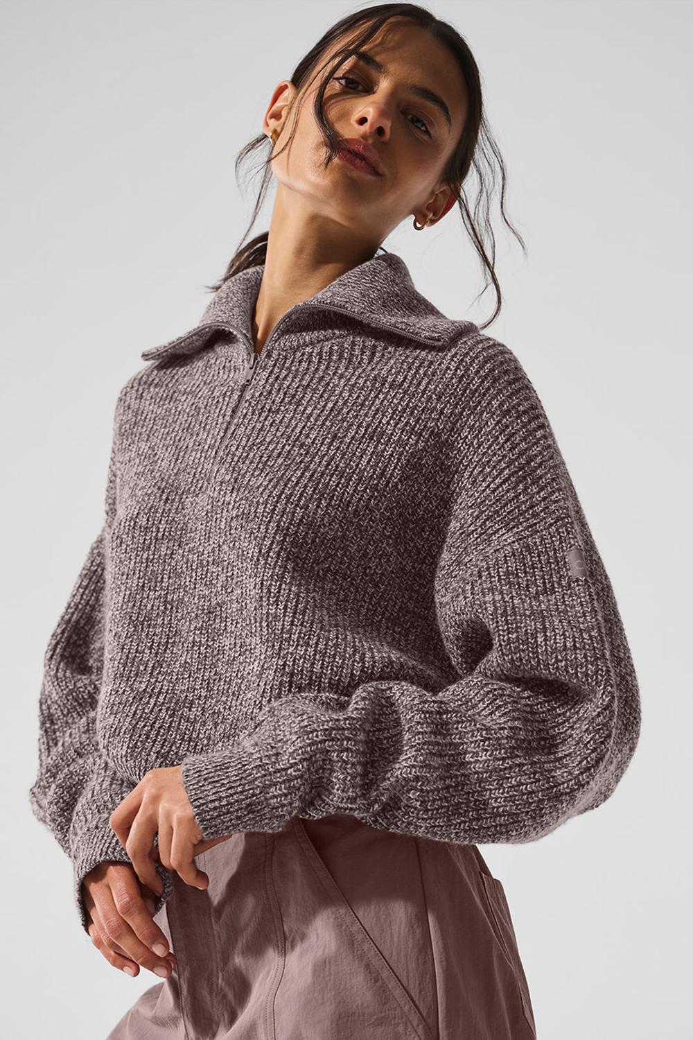 Pullover Alo Yoga Marl 1/4 Zip Mujer Mushroom Marl | España  KVJG-15408