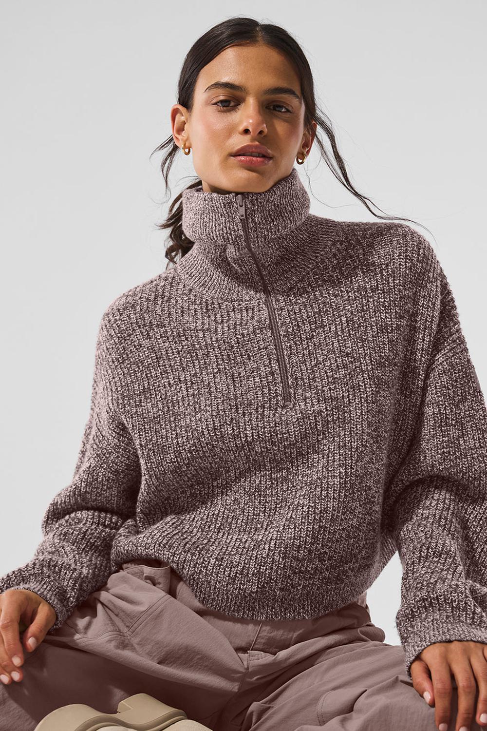 Pullover Alo Yoga Marl 1/4 Zip Mujer Mushroom Marl | España  KVJG-15408