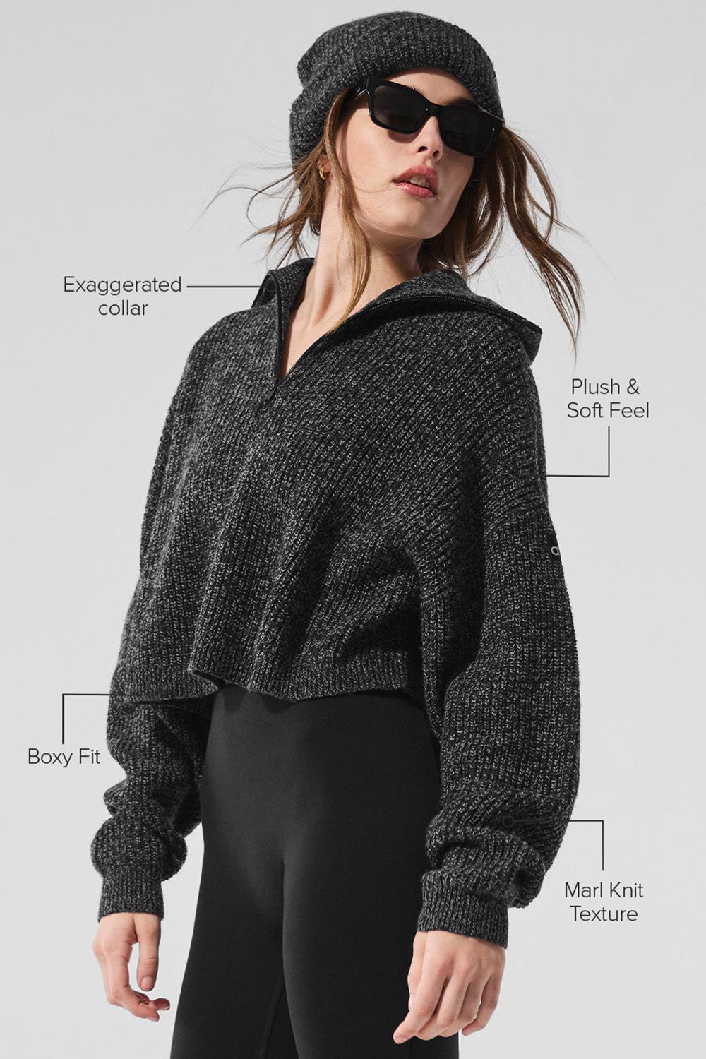 Pullover Alo Yoga Marl 1/4 Zip Mujer Negras | España  MAEU-64290