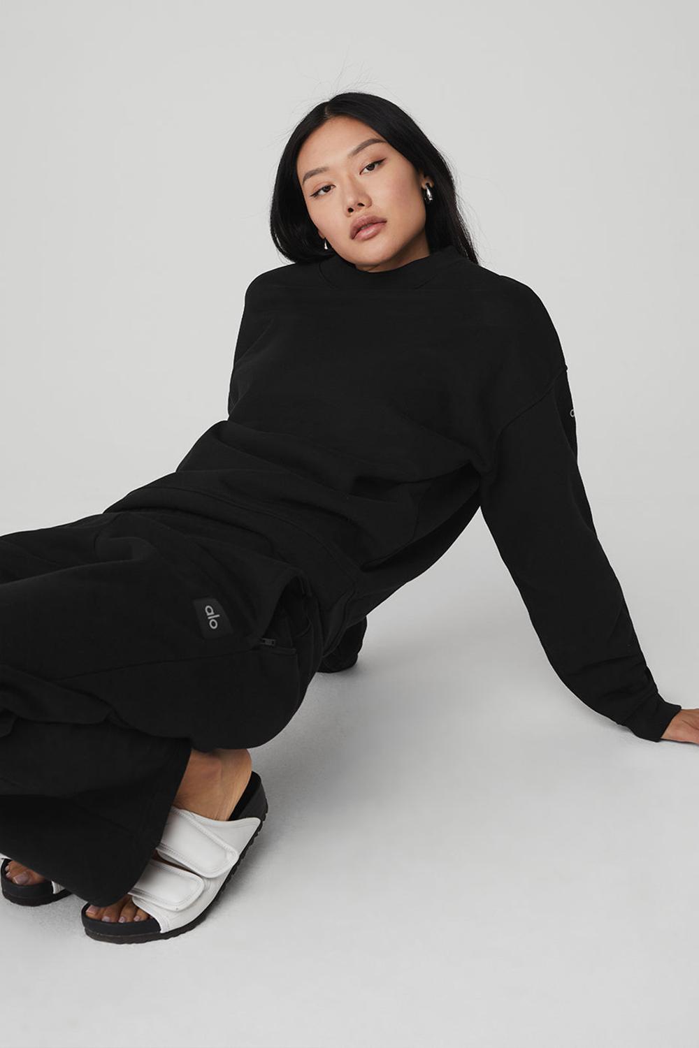 Pullover Alo Yoga Renown Heavy Weight Crew Neck Mujer Negras | España  GBNO-20815