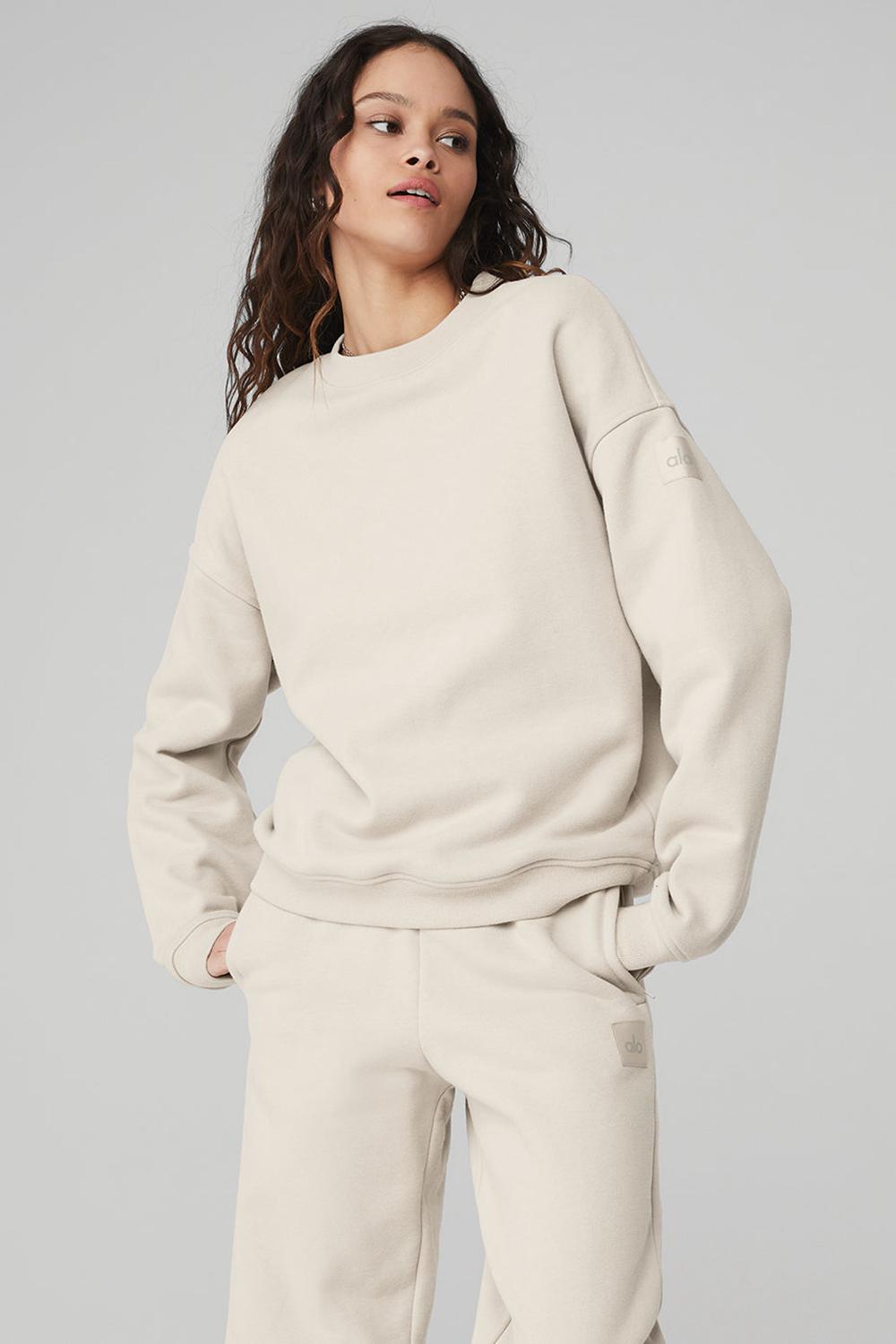 Pullover Alo Yoga Renown Heavy Weight Crew Neck Mujer Bone | España  GFRM-61857