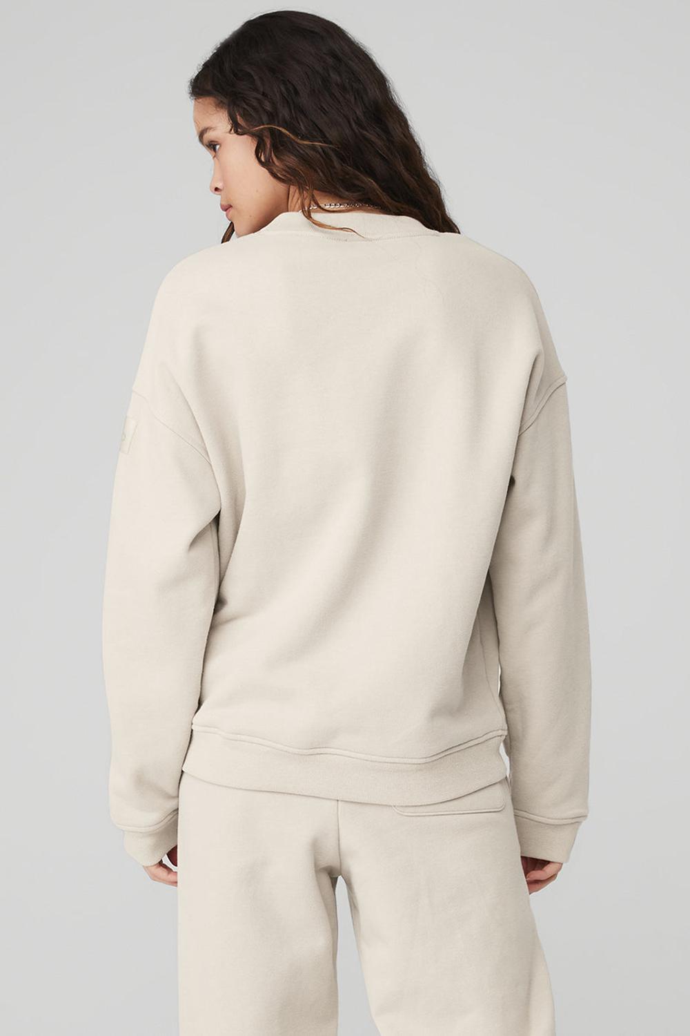 Pullover Alo Yoga Renown Heavy Weight Crew Neck Mujer Bone | España  GFRM-61857