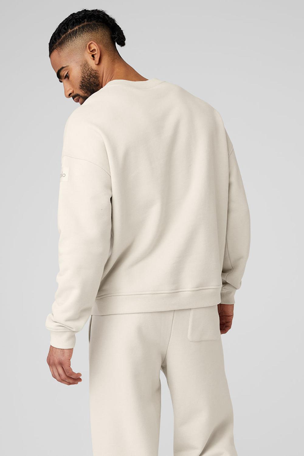 Pullover Alo Yoga Renown Heavy Weight Crew Neck Hombre Bone | España  BJPY-49251