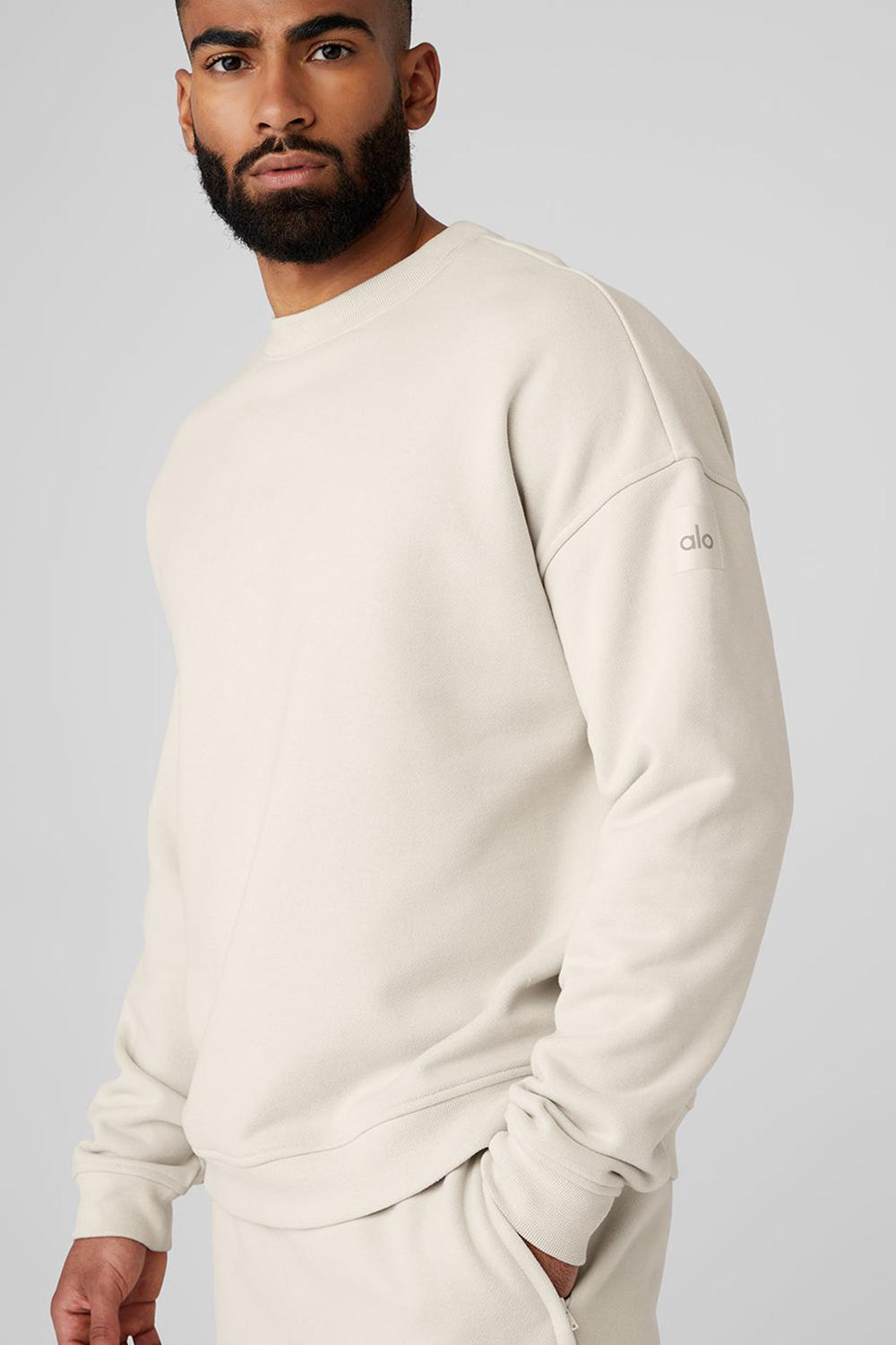 Pullover Alo Yoga Renown Heavy Weight Crew Neck Hombre Bone | España  BJPY-49251