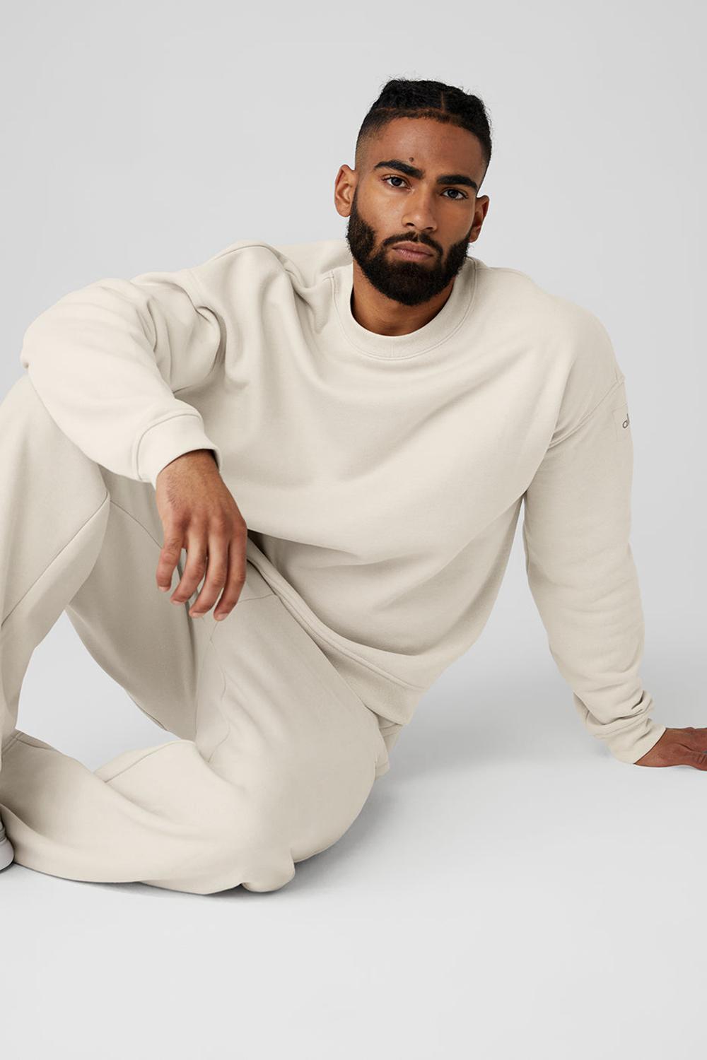Pullover Alo Yoga Renown Heavy Weight Crew Neck Hombre Bone | España  BJPY-49251