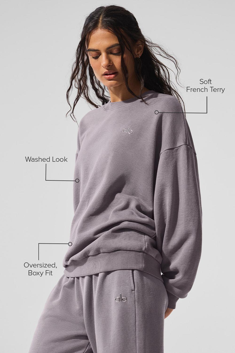 Pullover Alo Yoga Washed Accolade Crew Neck Mujer Gris Azules | España  BTUL-31820