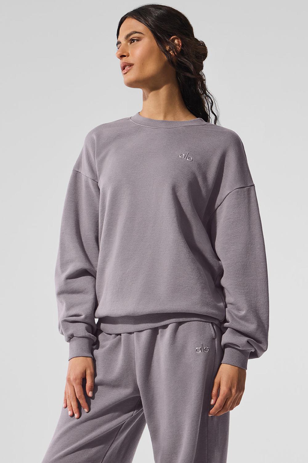 Pullover Alo Yoga Washed Accolade Crew Neck Mujer Gris Azules | España  BTUL-31820