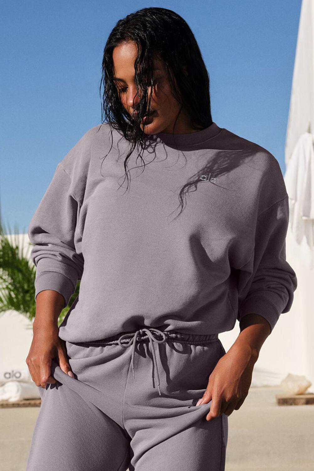 Pullover Alo Yoga Washed Accolade Crew Neck Mujer Gris Azules | España  BTUL-31820