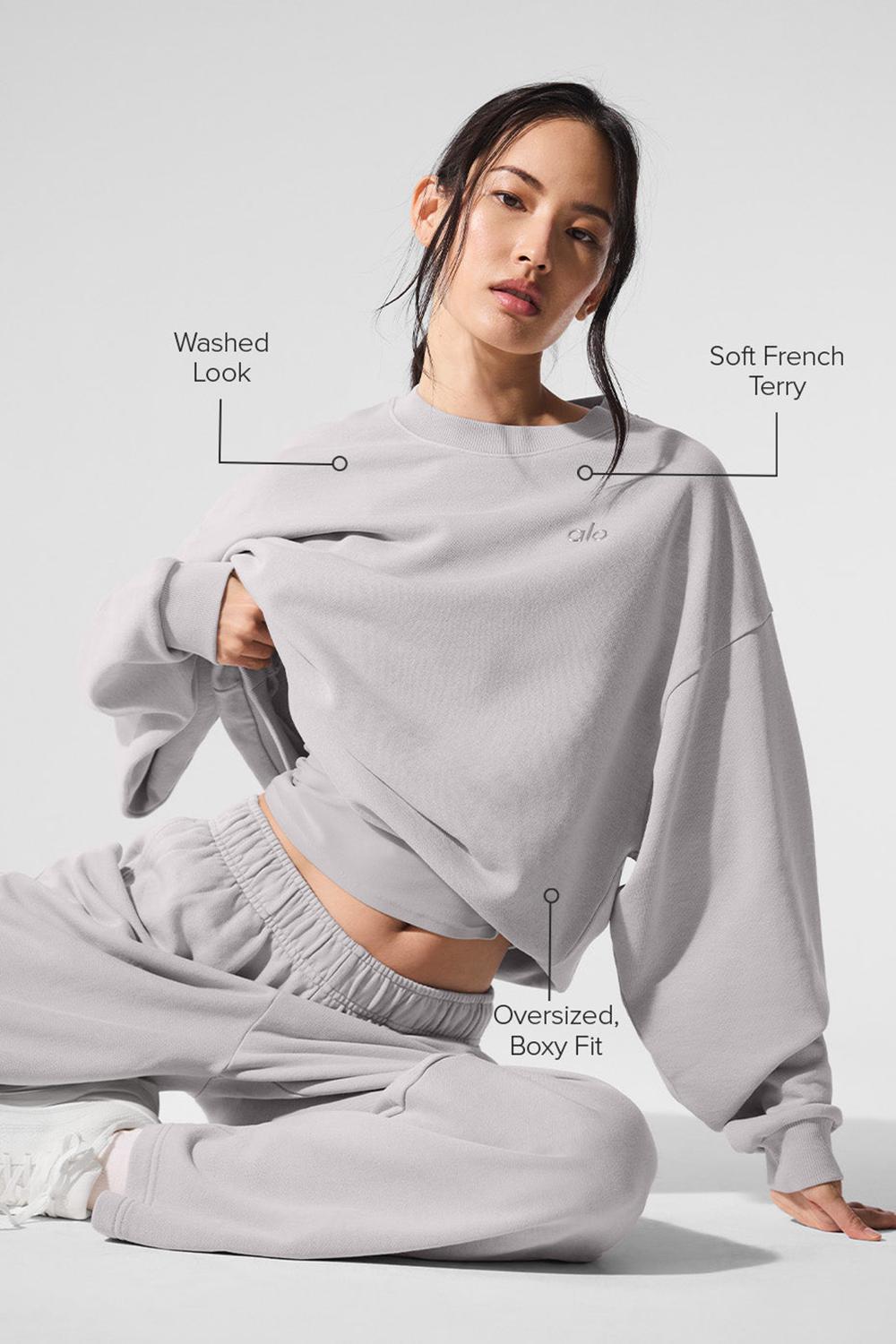 Pullover Alo Yoga Washed Accolade Crew Neck Mujer Gris Azules | España  YINF-69281