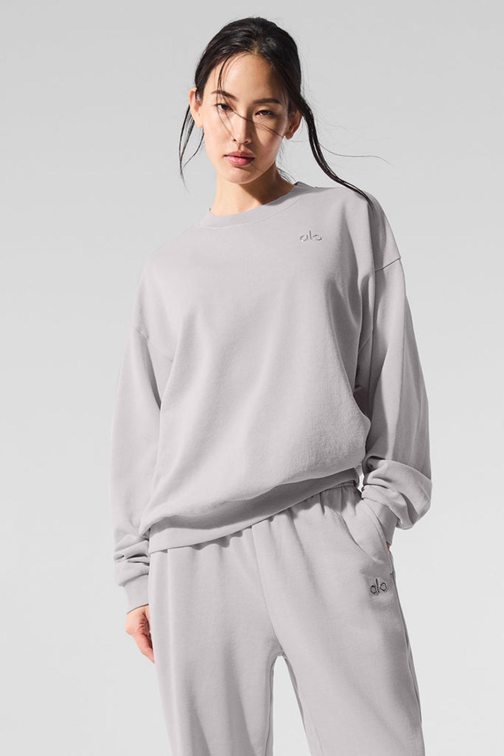 Pullover Alo Yoga Washed Accolade Crew Neck Mujer Gris Azules | España  YINF-69281