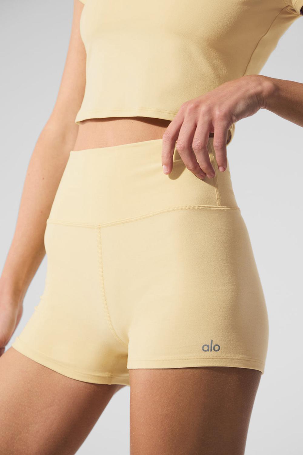 Short Alo Yoga Alosoft High-Waist Carefree Mujer Warm Butter Heather | España  RTDJ-31270