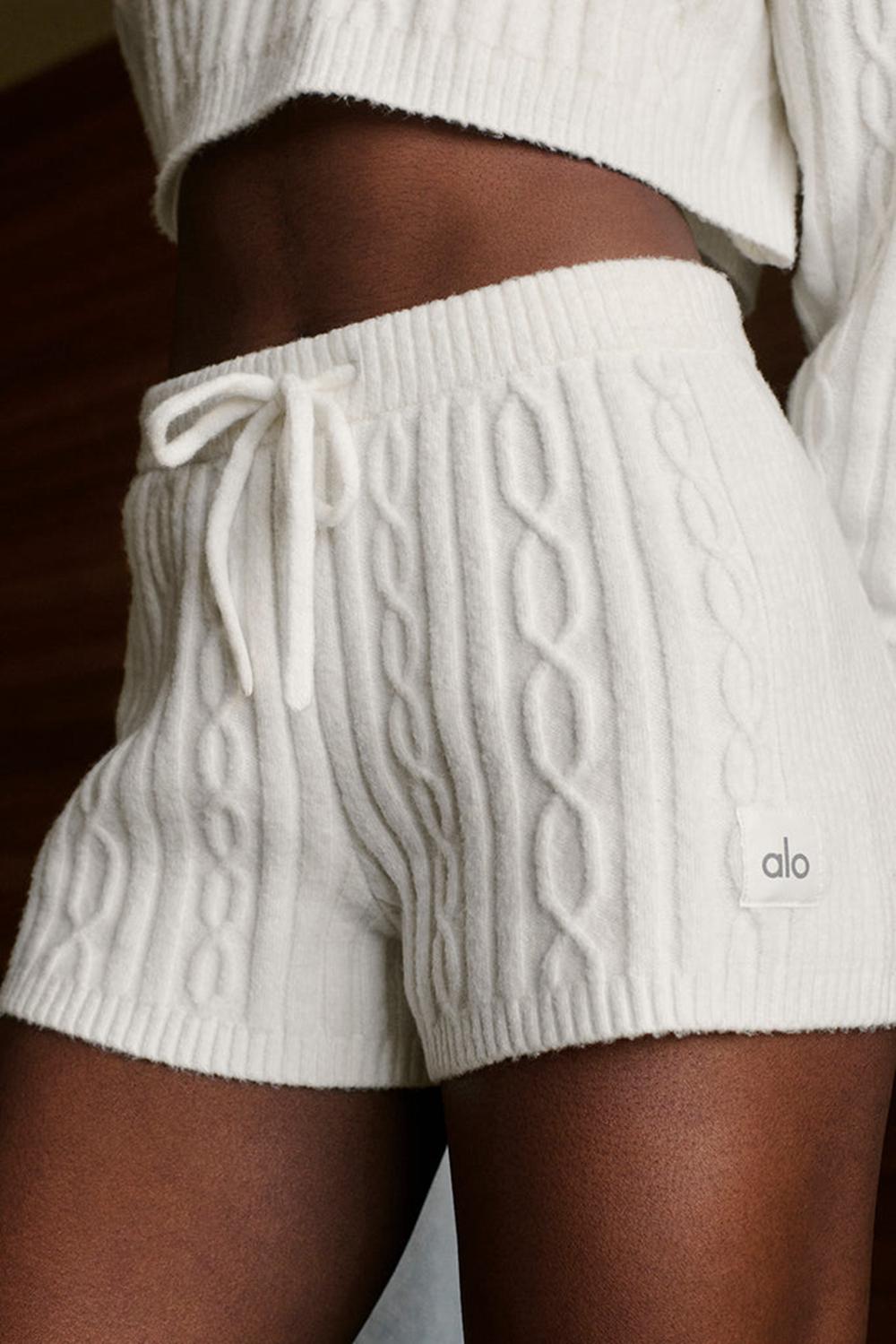 Short Alo Yoga Cable Knit Winter Bliss Mujer Ivory | España  CXVD-91284
