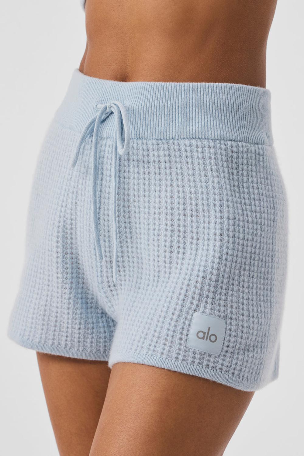 Short Alo Yoga Cashmere High-Waist Plush Waffle Mujer Azules | España  MILP-59860