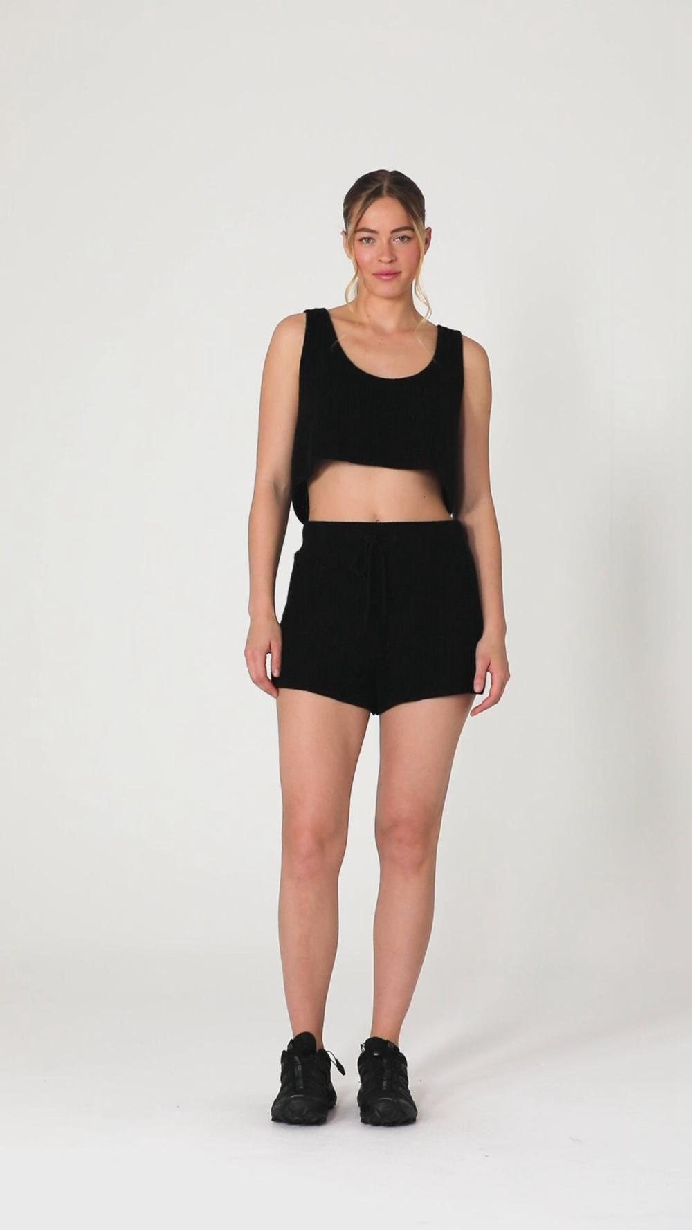 Short Alo Yoga Cashmere High-Waist Plush Waffle Mujer Azules | España  MILP-59860