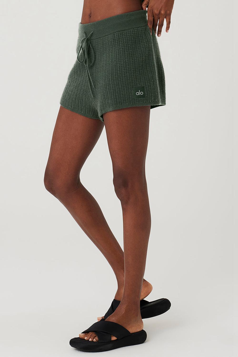 Short Alo Yoga Cashmere High-Waist Plush Waffle Mujer Verde Menta | España  ZRGA-28650
