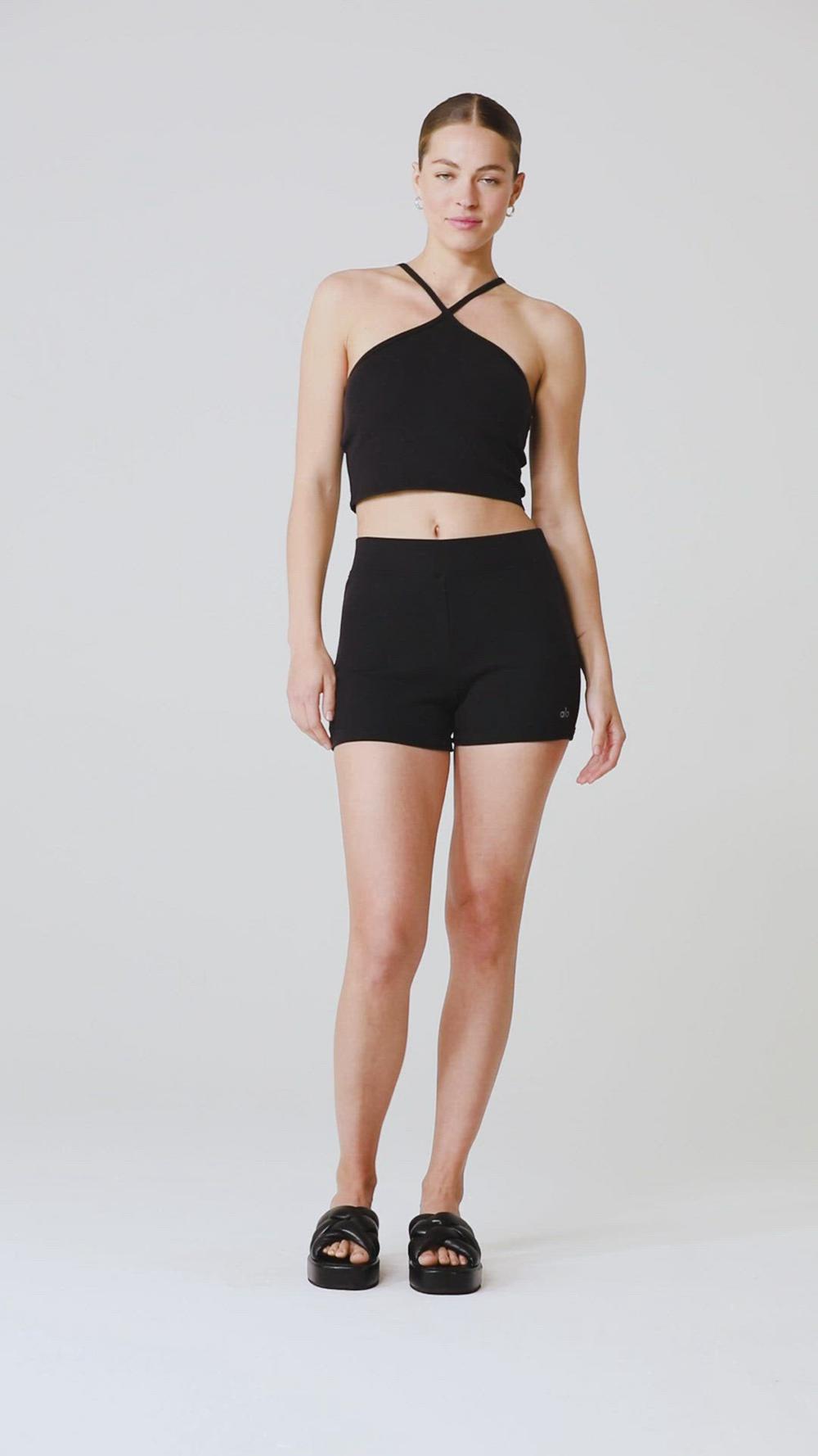 Short Alo Yoga Goddess Ribbed High-Waist Hot Mujer Negras | España  JTBX-39486
