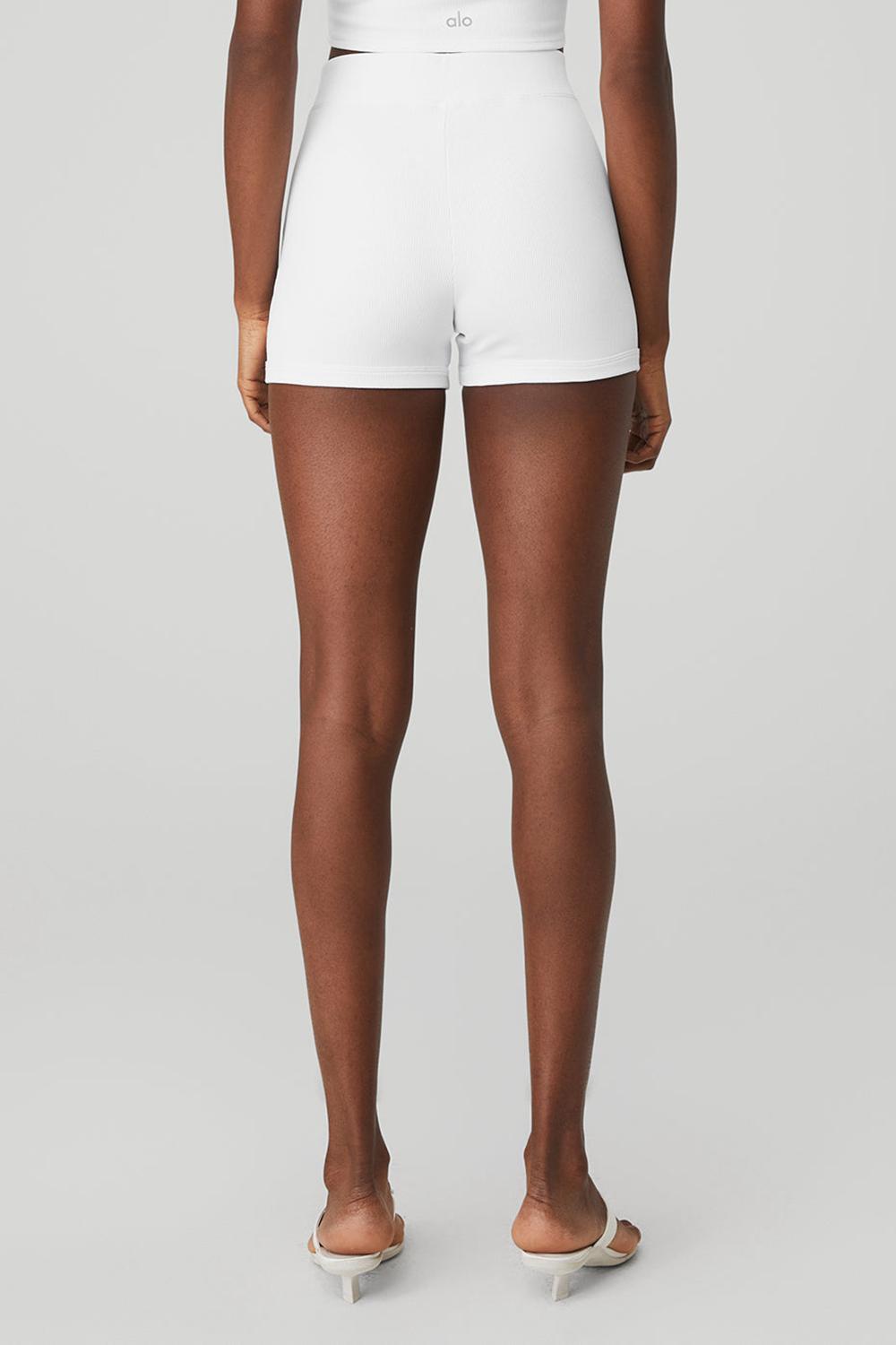 Short Alo Yoga Goddess Ribbed High-Waist Hot Mujer Blancas | España  KMNQ-04238