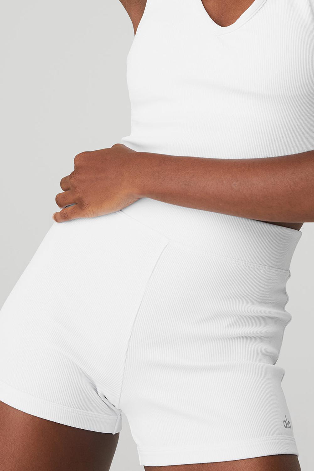 Short Alo Yoga Goddess Ribbed High-Waist Hot Mujer Blancas | España  KMNQ-04238