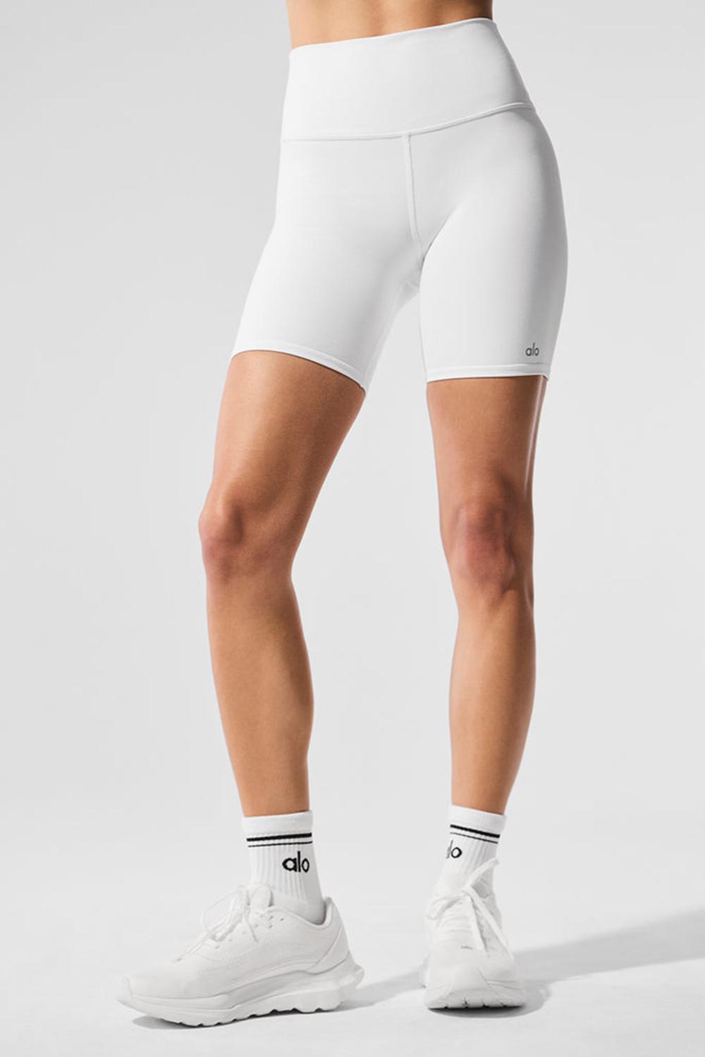 Short Alo Yoga High-Waist Biker Mujer Blancas | España  ZODB-78349