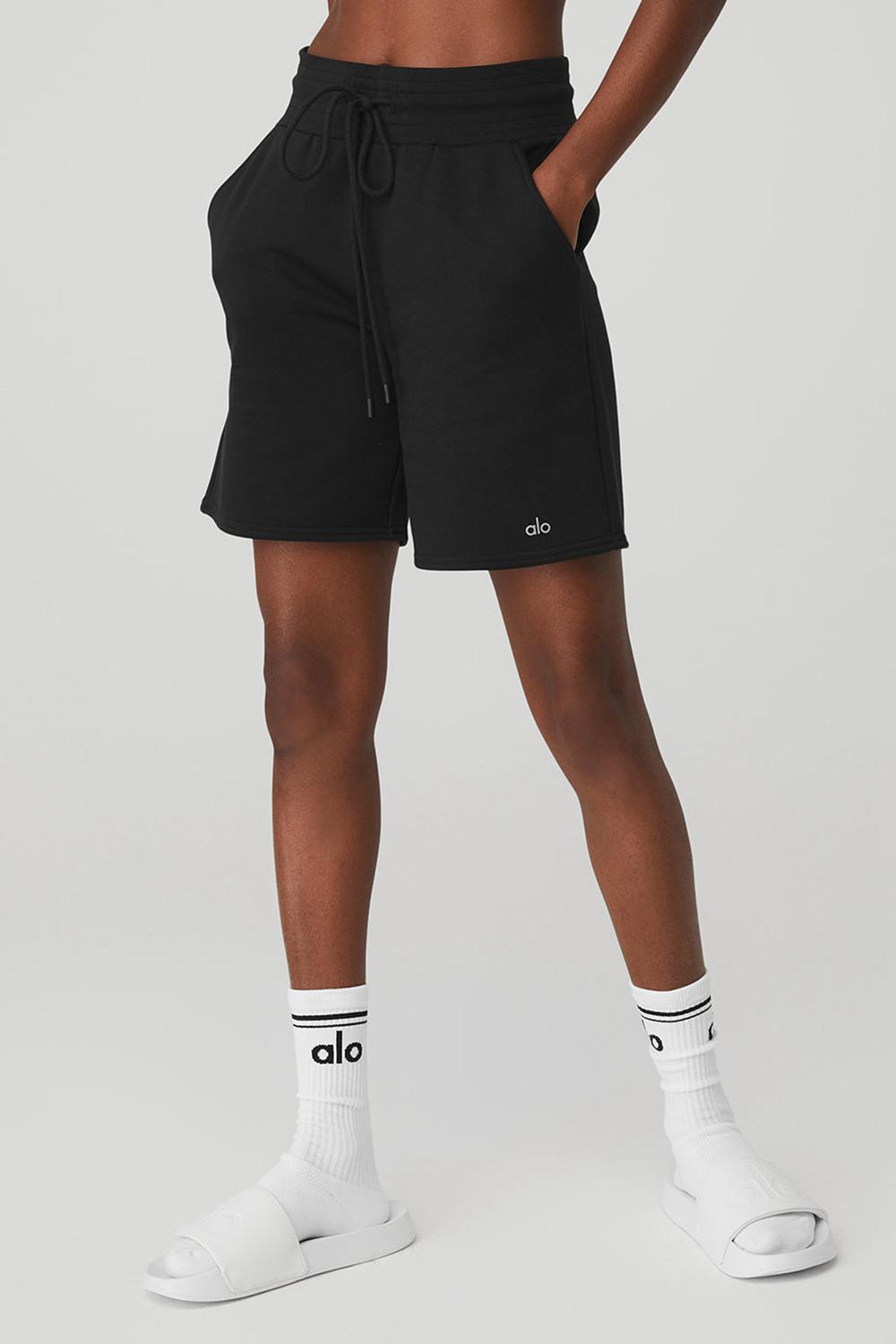 Short Alo Yoga High-Waist Easy Sweat Mujer Negras | España  RHEU-01297