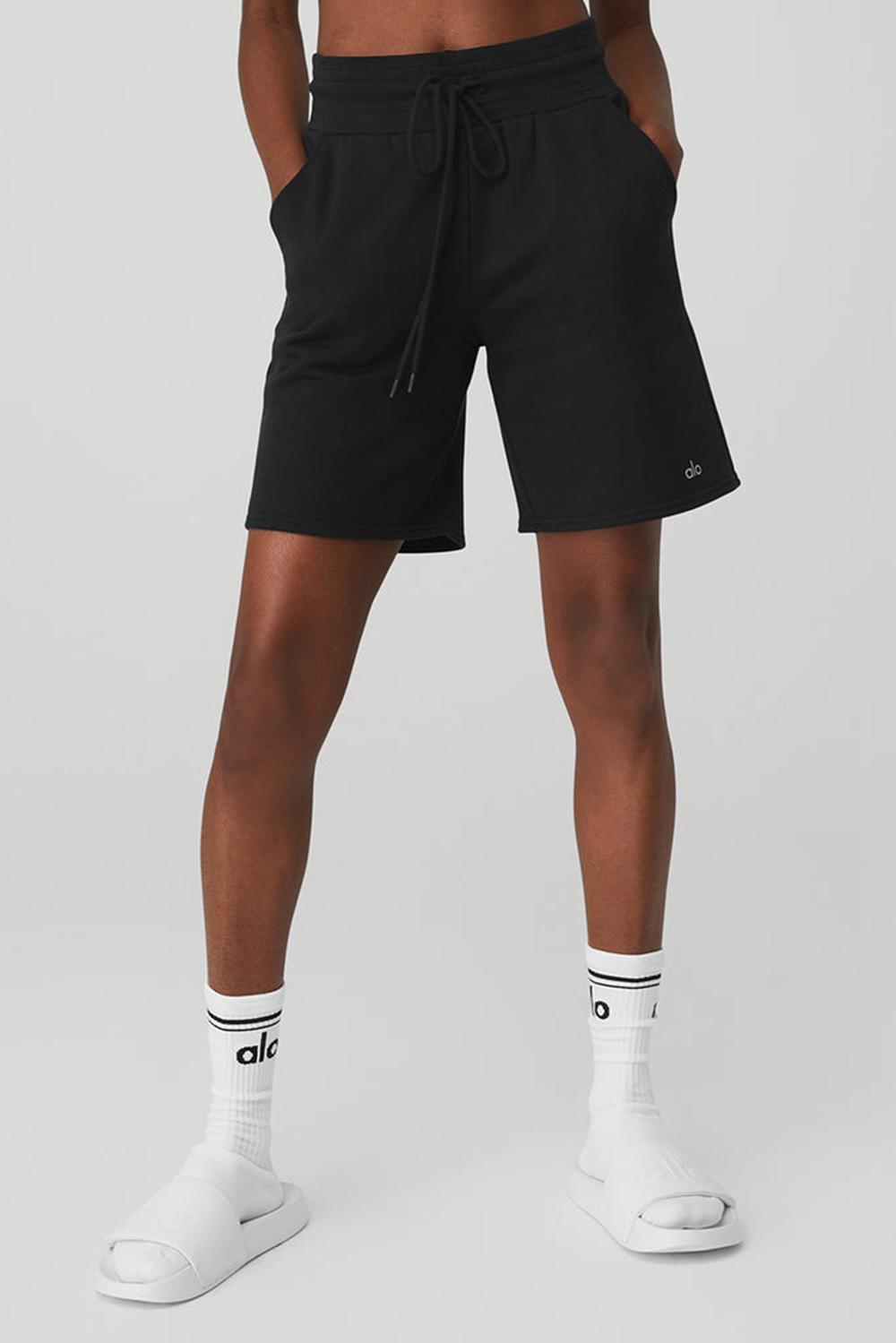 Short Alo Yoga High-Waist Easy Sweat Mujer Negras | España  RHEU-01297