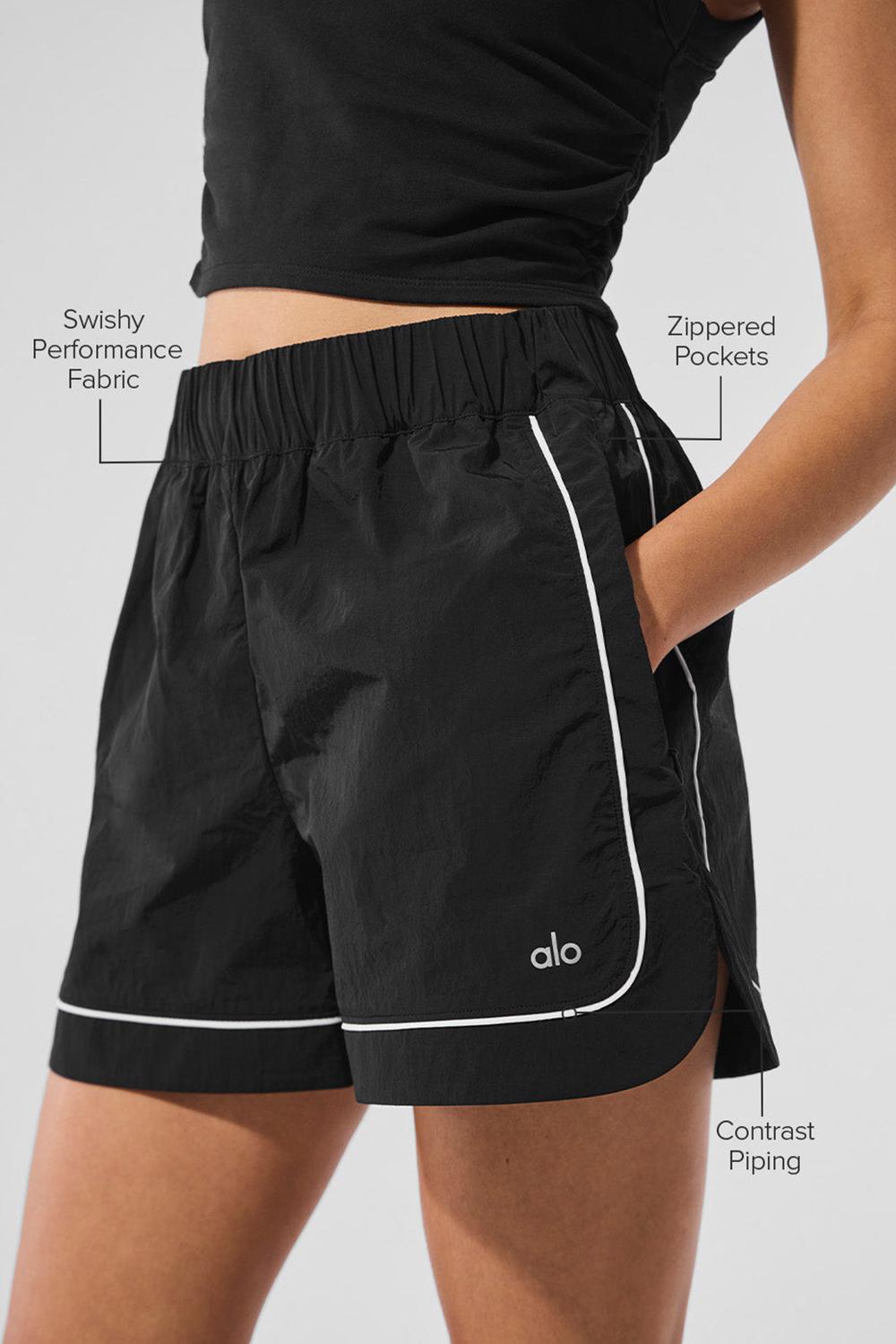 Short Alo Yoga Motivate Track Mujer Negras Blancas | España  YZST-63482