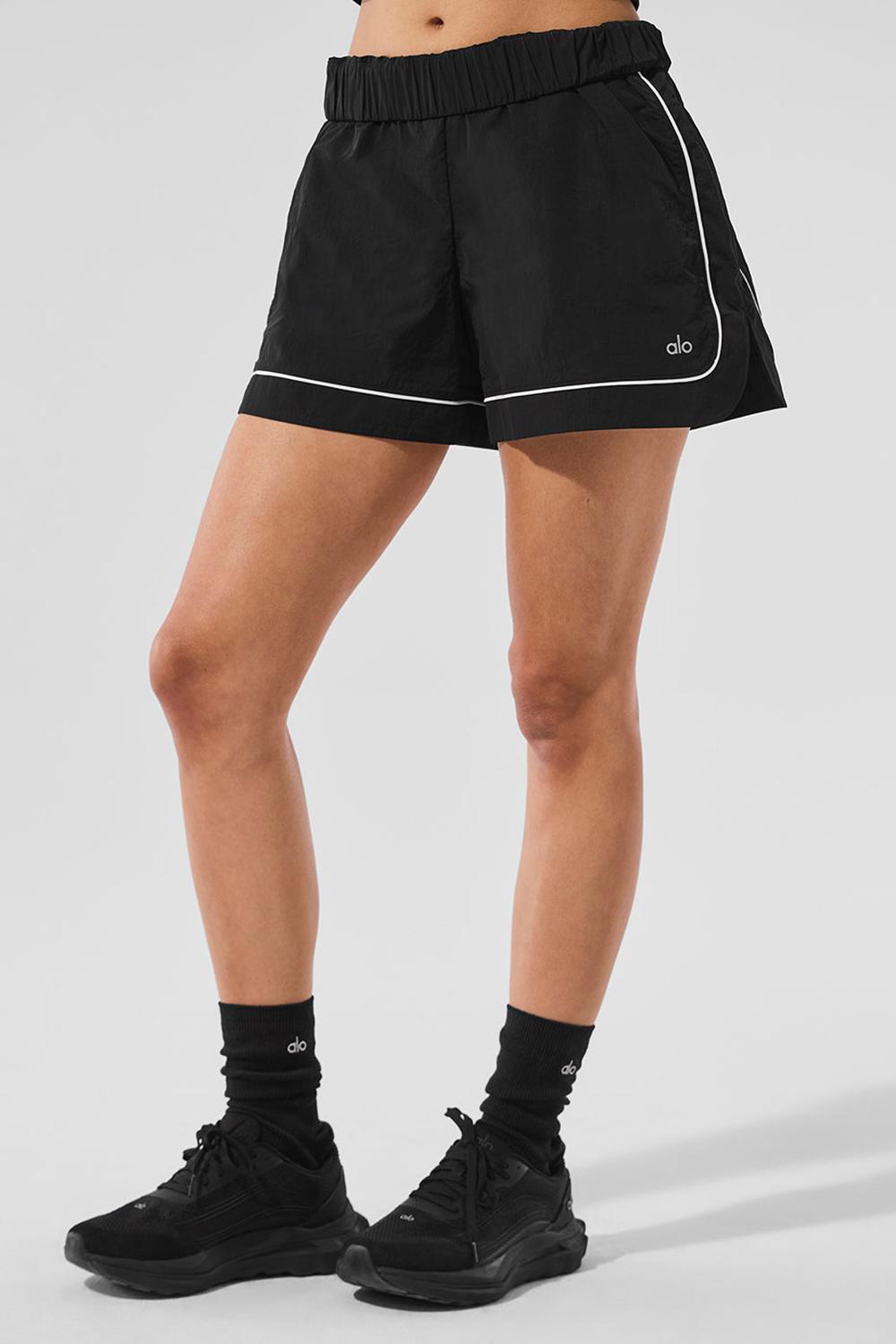 Short Alo Yoga Motivate Track Mujer Negras Blancas | España  YZST-63482