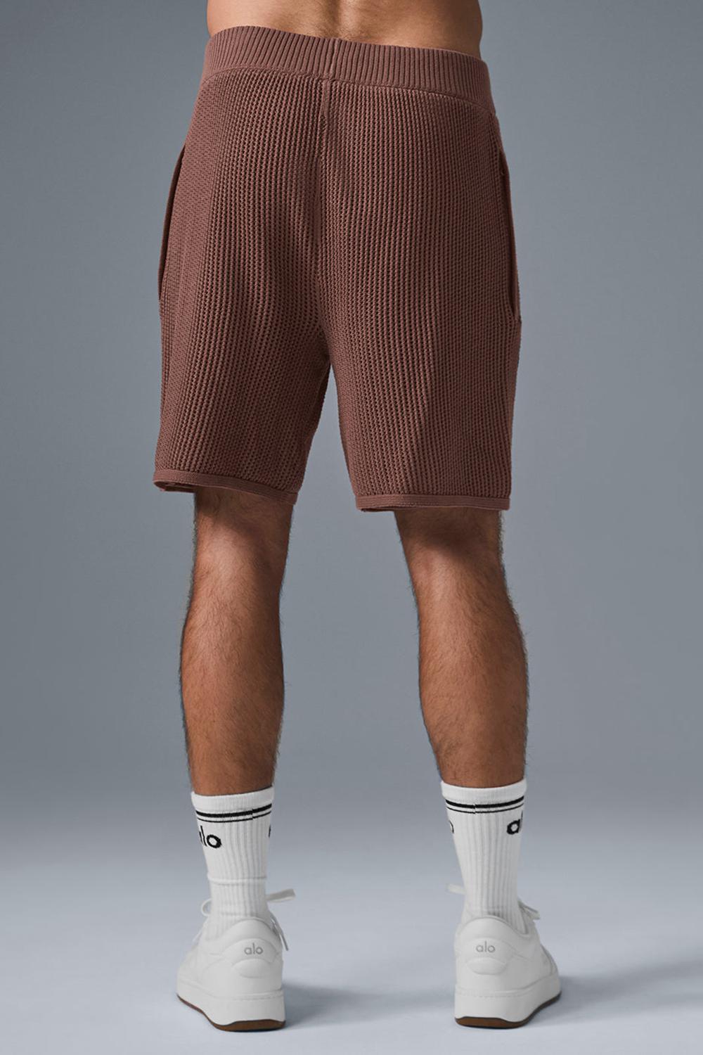 Short Alo Yoga Open-Knit Hombre Chestnut | España  ZFXU-59712