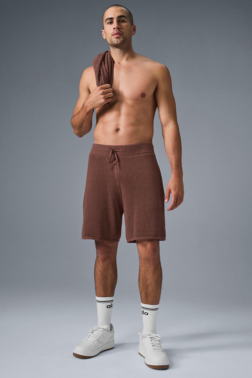 Short Alo Yoga Open-Knit Hombre Chestnut | España  ZFXU-59712