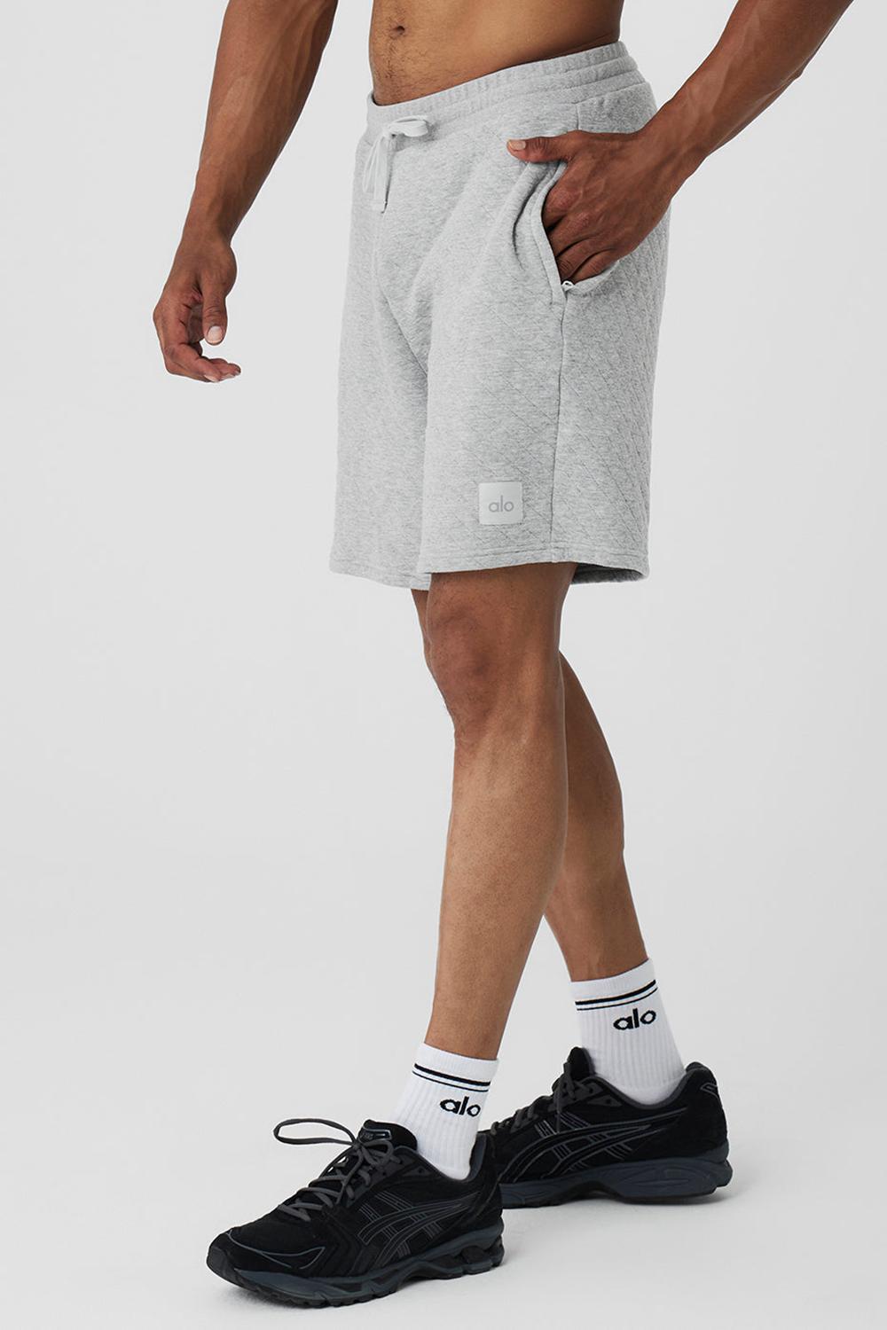 Short Alo Yoga Quilted Stadium Hombre Gris | España  JNEZ-43671