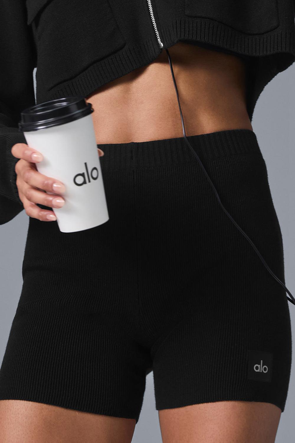 Short Alo Yoga Scholar Knit High-Waist Mujer Negras | España  LCNM-09236