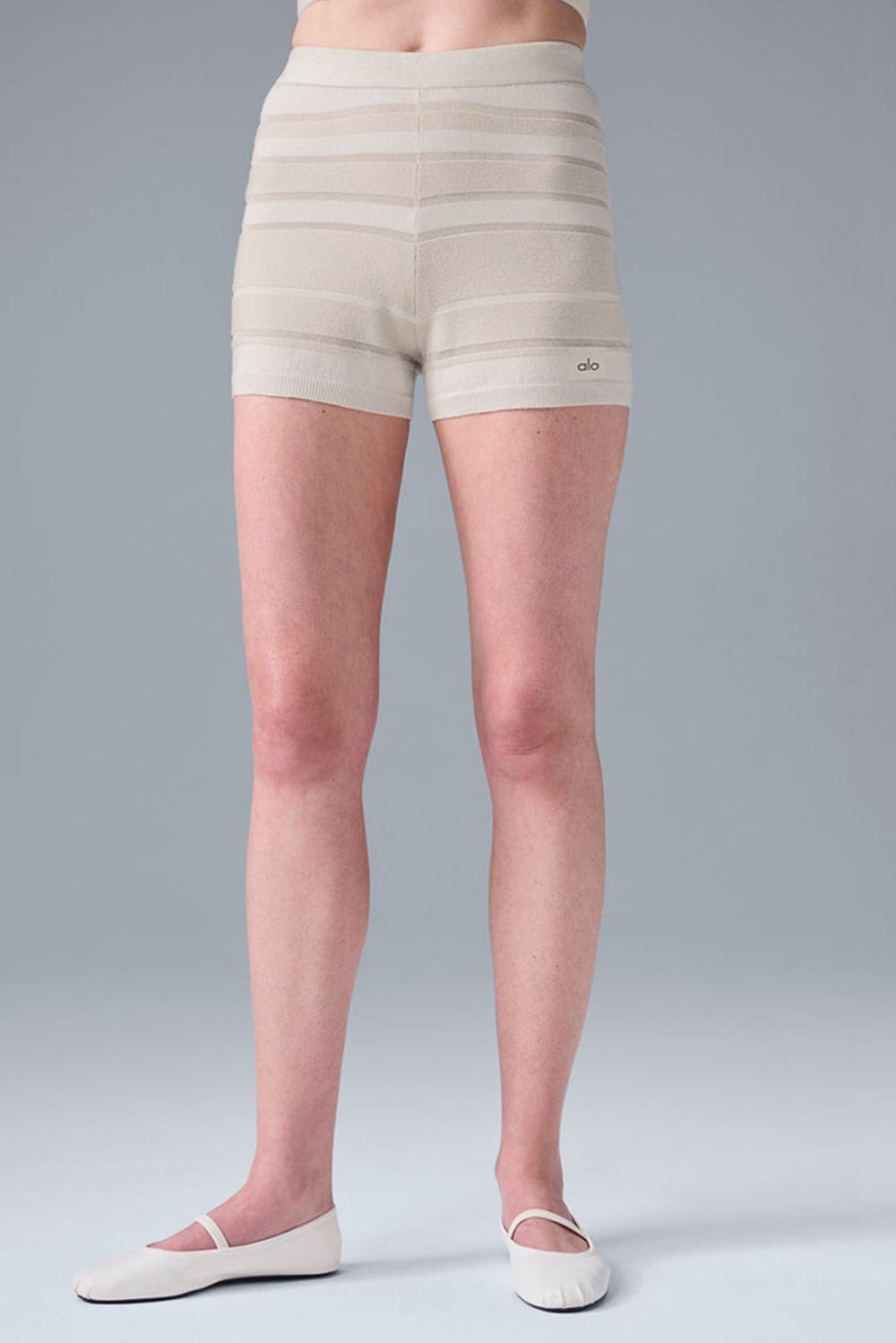 Short Alo Yoga Sport Play High-Waist Knit Mujer Ivory / Alabaster | España  OAYX-28976