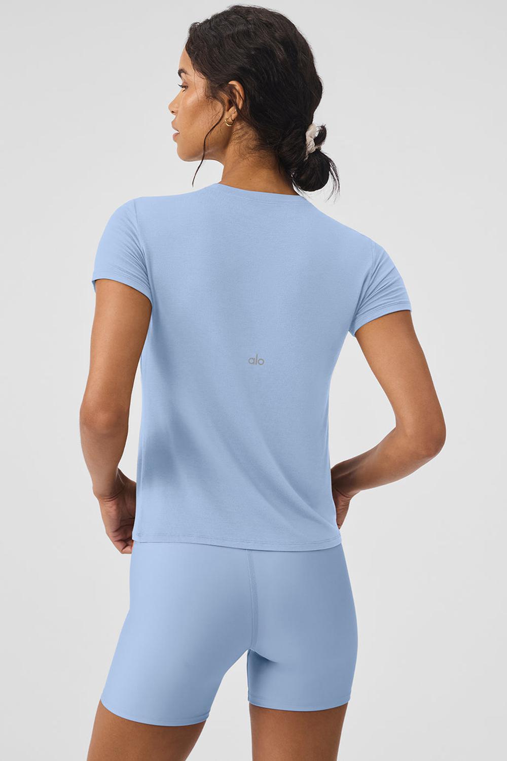 Short Sleeve Alo Yoga All Day Mujer Azules | España  VNWE-35849