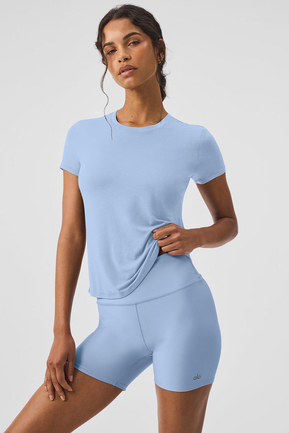 Short Sleeve Alo Yoga All Day Mujer Azules | España  VNWE-35849