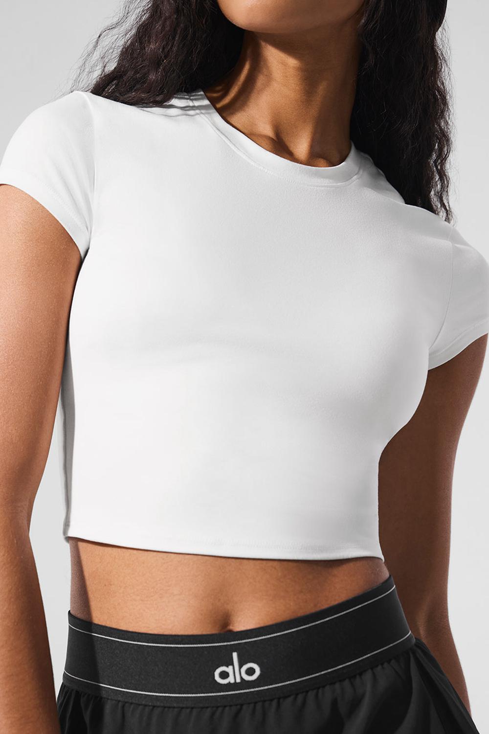 Short Sleeve Alo Yoga Alosoft Crop Finesse Mujer Blancas | España  DZXT-96547
