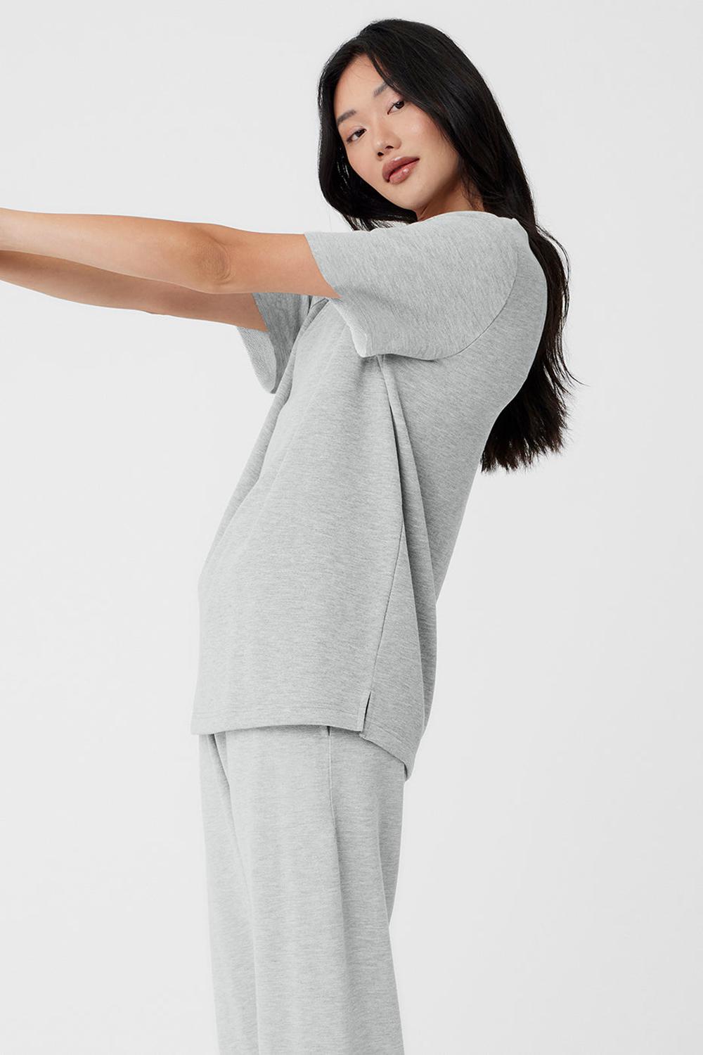 Short Sleeve Alo Yoga Chill Mujer Gris | España  MGJX-94680