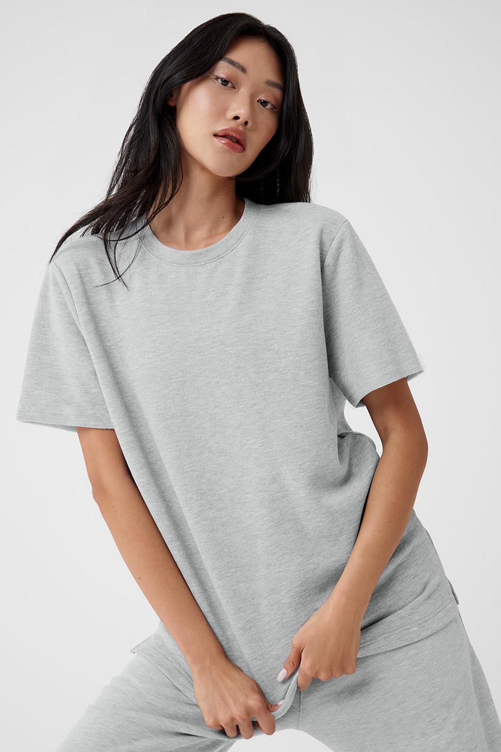 Short Sleeve Alo Yoga Chill Mujer Gris | España  MGJX-94680