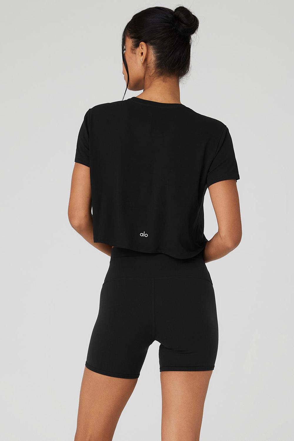 Short Sleeve Alo Yoga Cropped All Day Mujer Negras | España  DVYO-41670