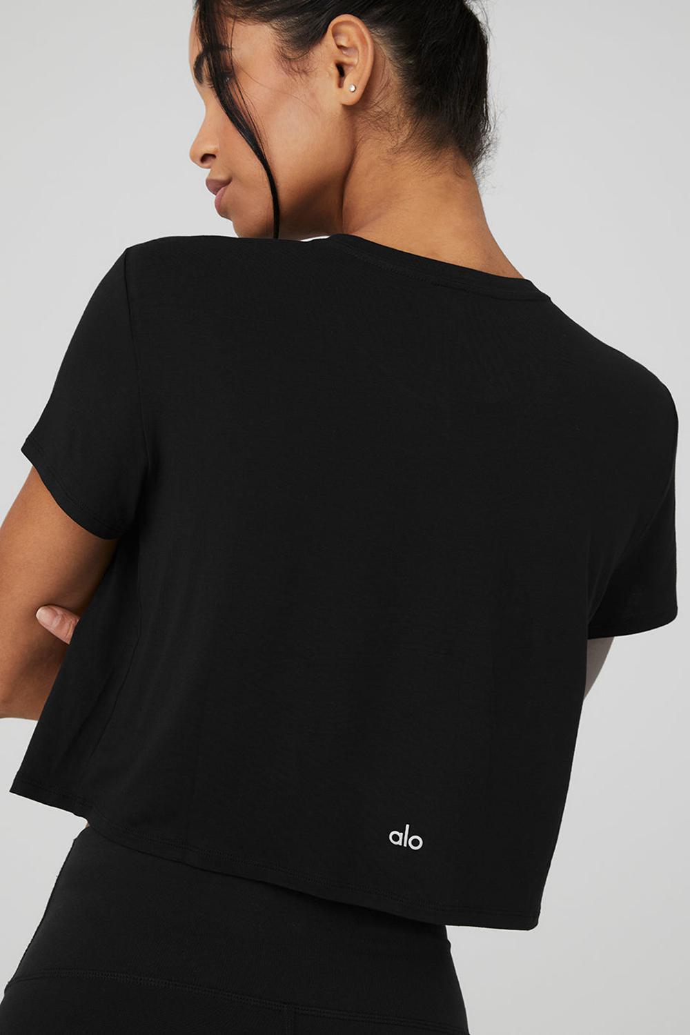 Short Sleeve Alo Yoga Cropped All Day Mujer Negras | España  DVYO-41670