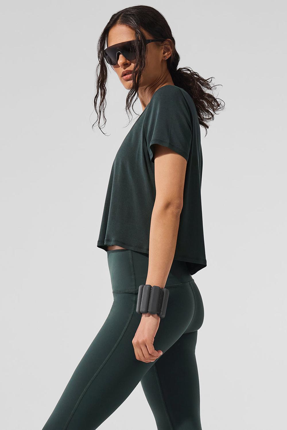 Short Sleeve Alo Yoga Cropped All Day Mujer Verde | España  VTDI-20564