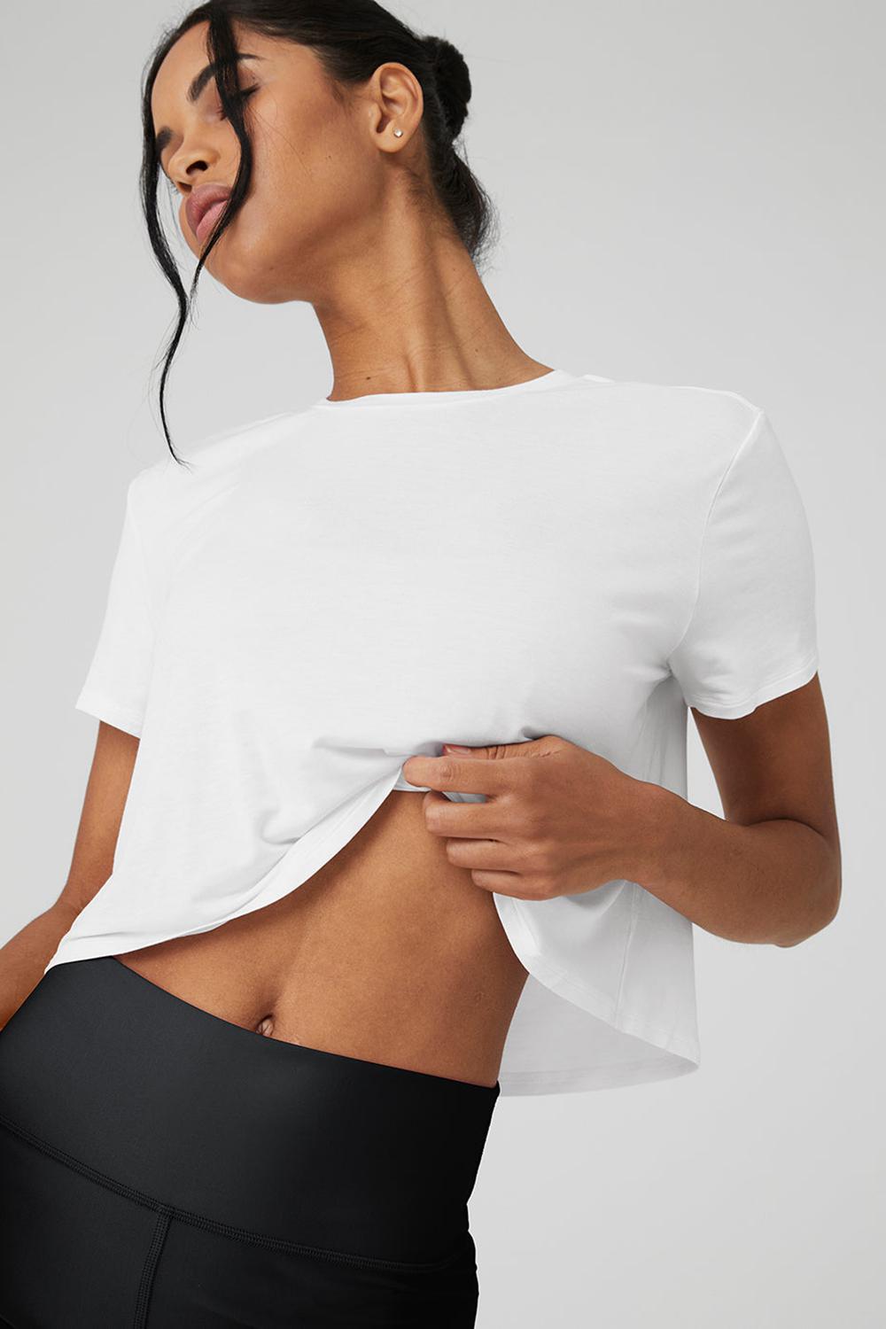 Short Sleeve Alo Yoga Cropped All Day Mujer Blancas | España  FTHZ-93617