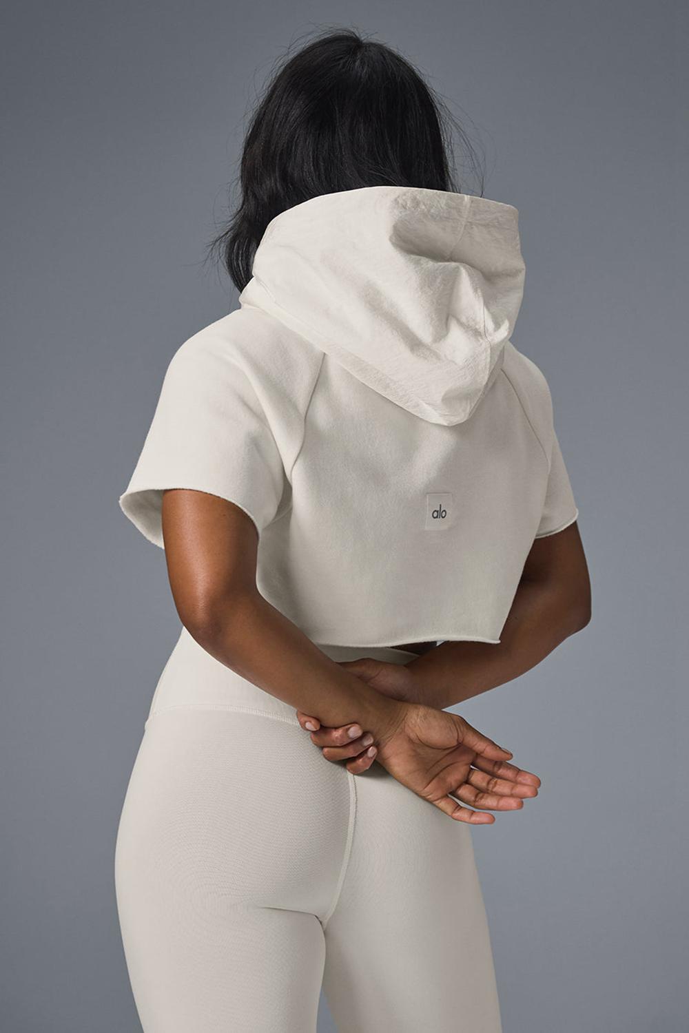 Short Sleeve Alo Yoga Cropped In The Air Mujer Ivory | España  WXQL-34650