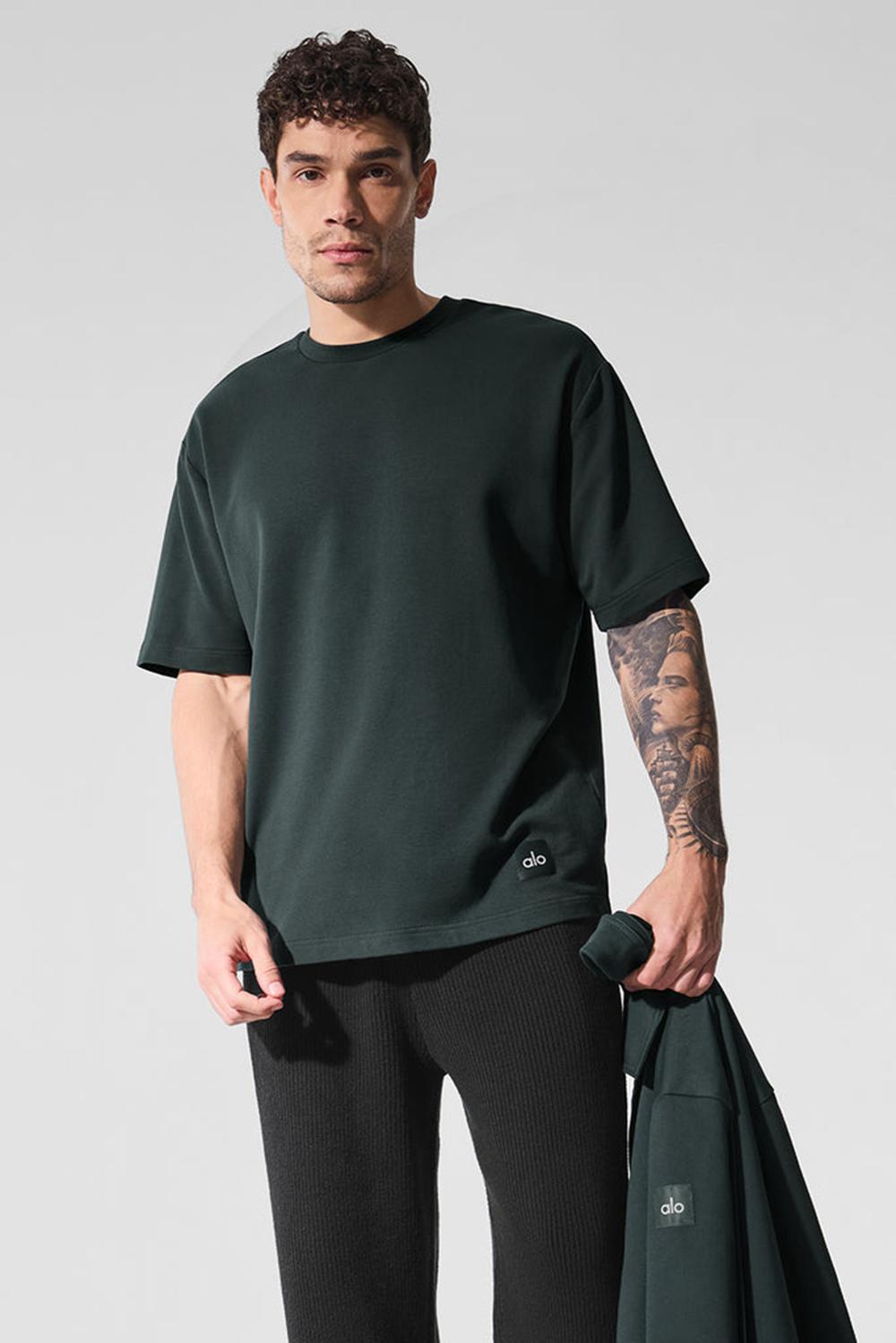 Short Sleeve Alo Yoga Double Take Hombre Verde | España  TWUJ-59246