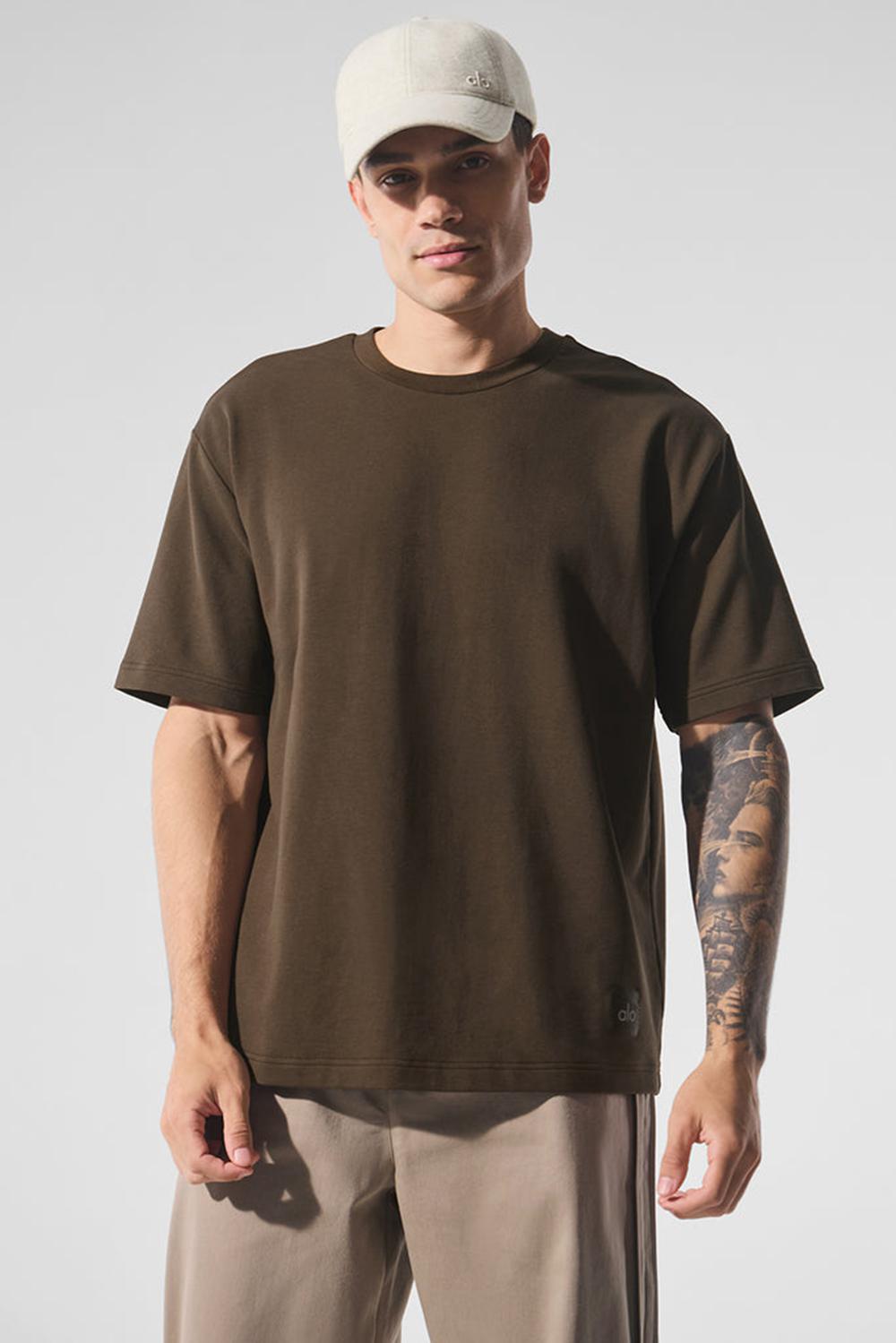Short Sleeve Alo Yoga Double Take Hombre Espresso | España  YCKP-83570