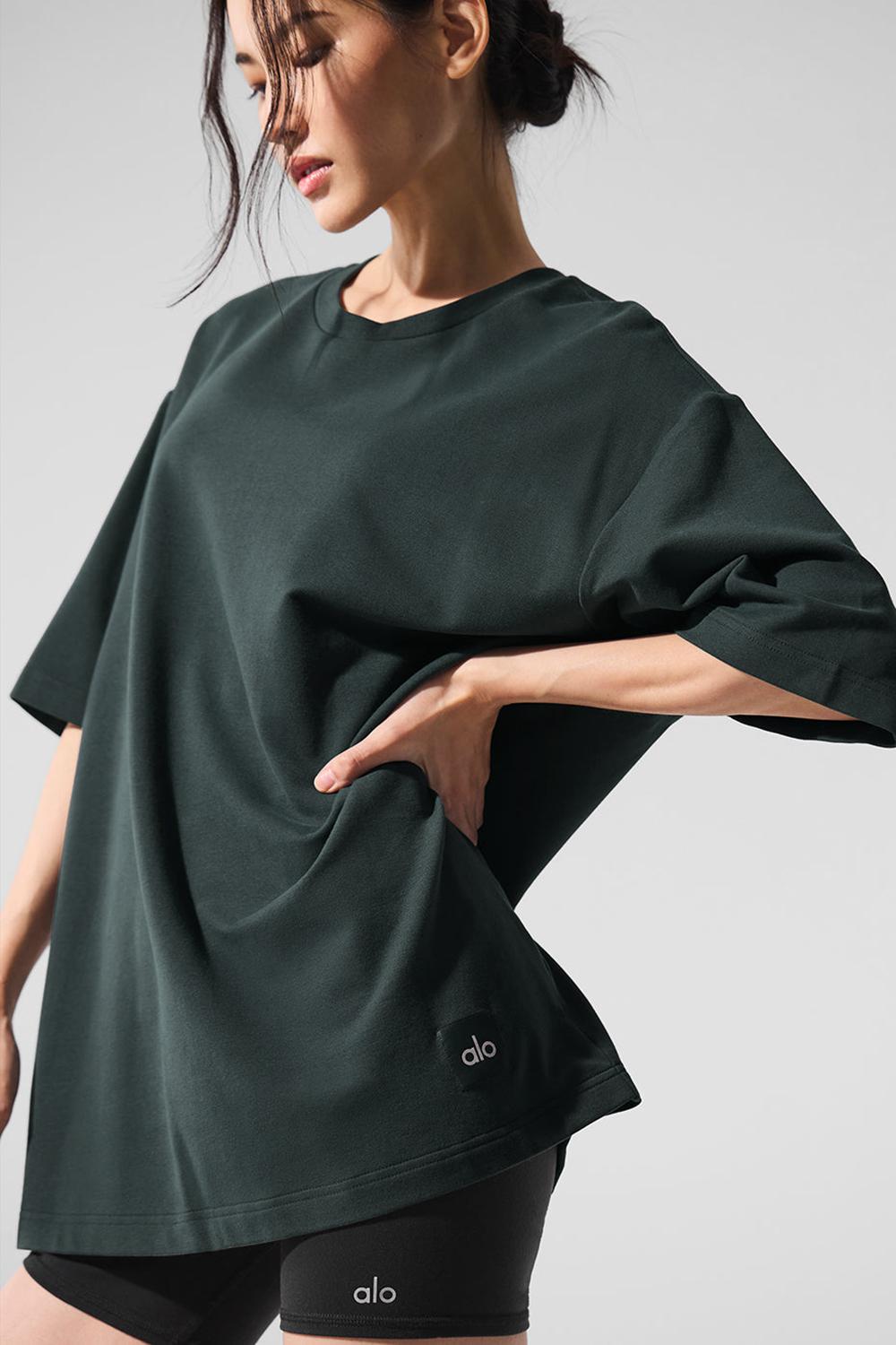 Short Sleeve Alo Yoga Double Take Mujer Verde | España  BYNQ-23479