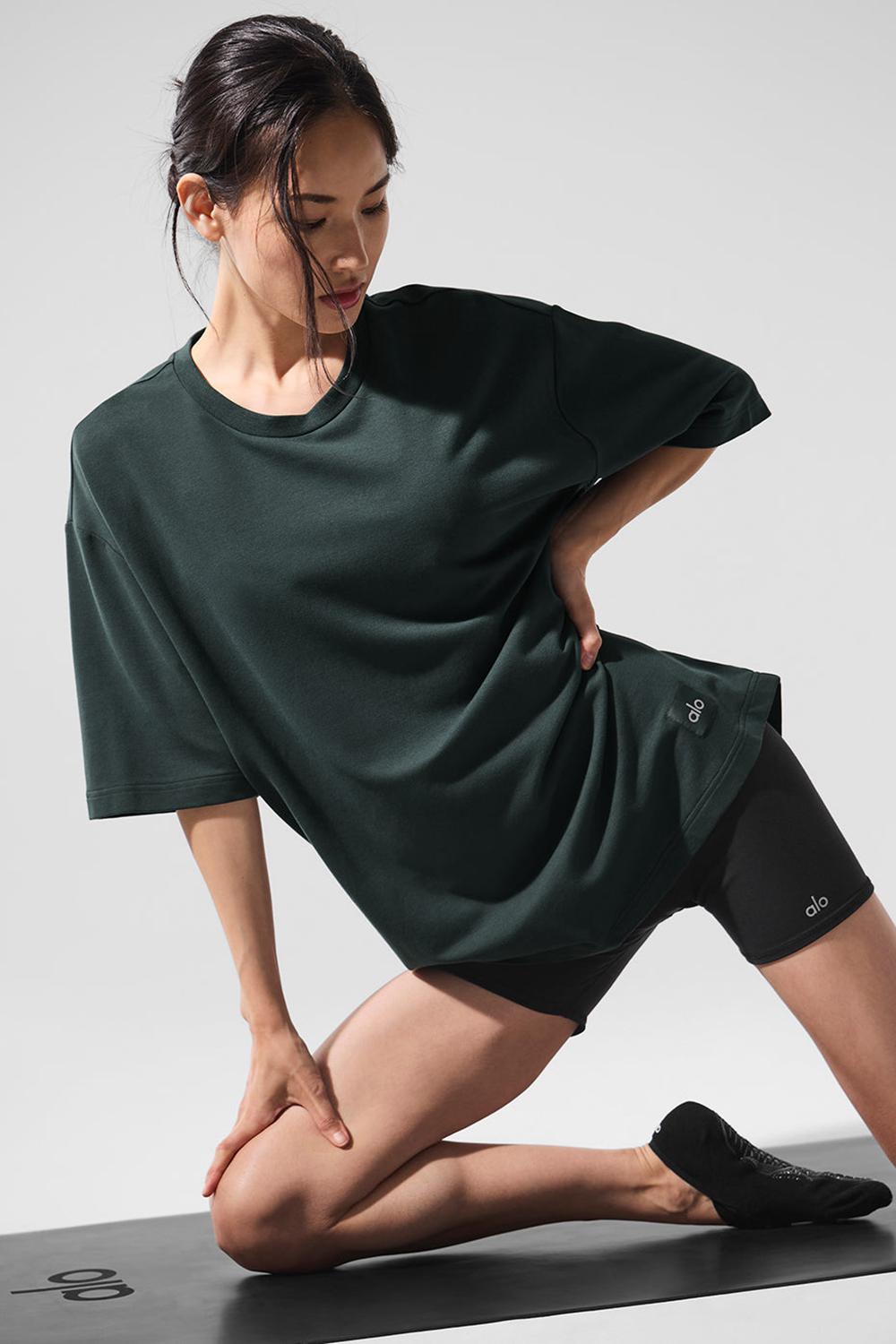 Short Sleeve Alo Yoga Double Take Mujer Verde | España  BYNQ-23479