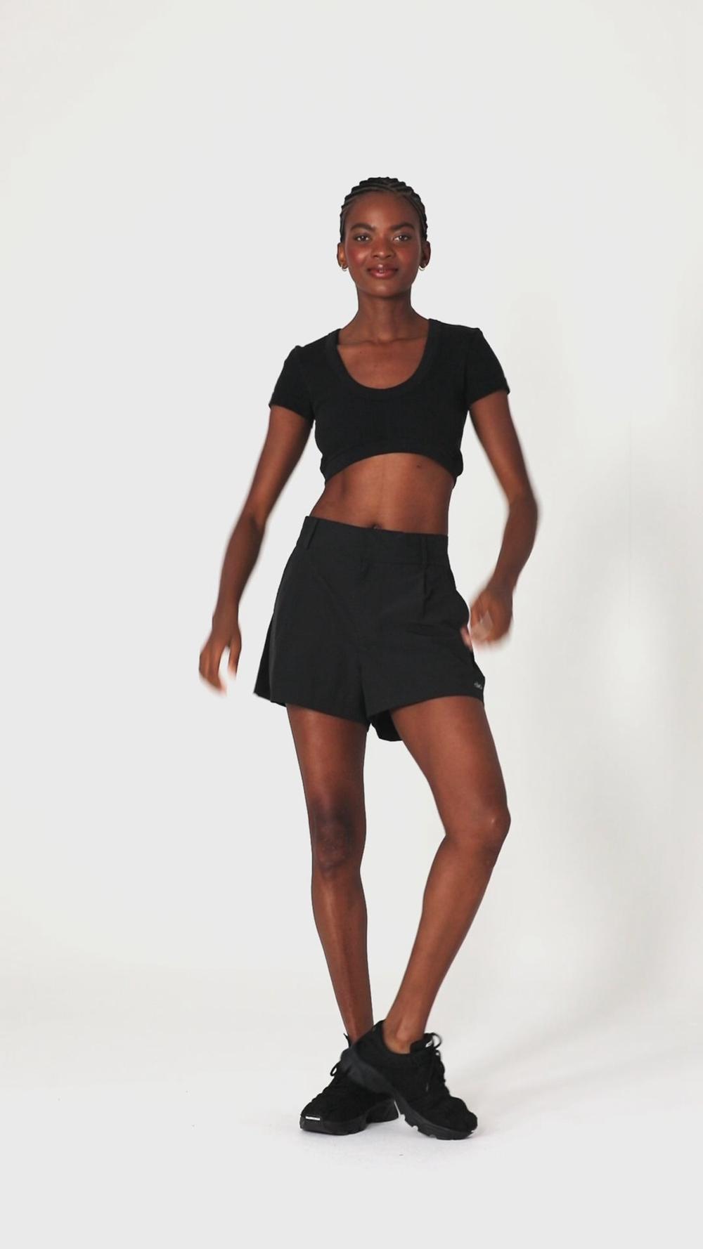 Short Sleeve Alo Yoga Seamless Ribbed Cropped Serene Mujer Negras | España  YQUA-34821