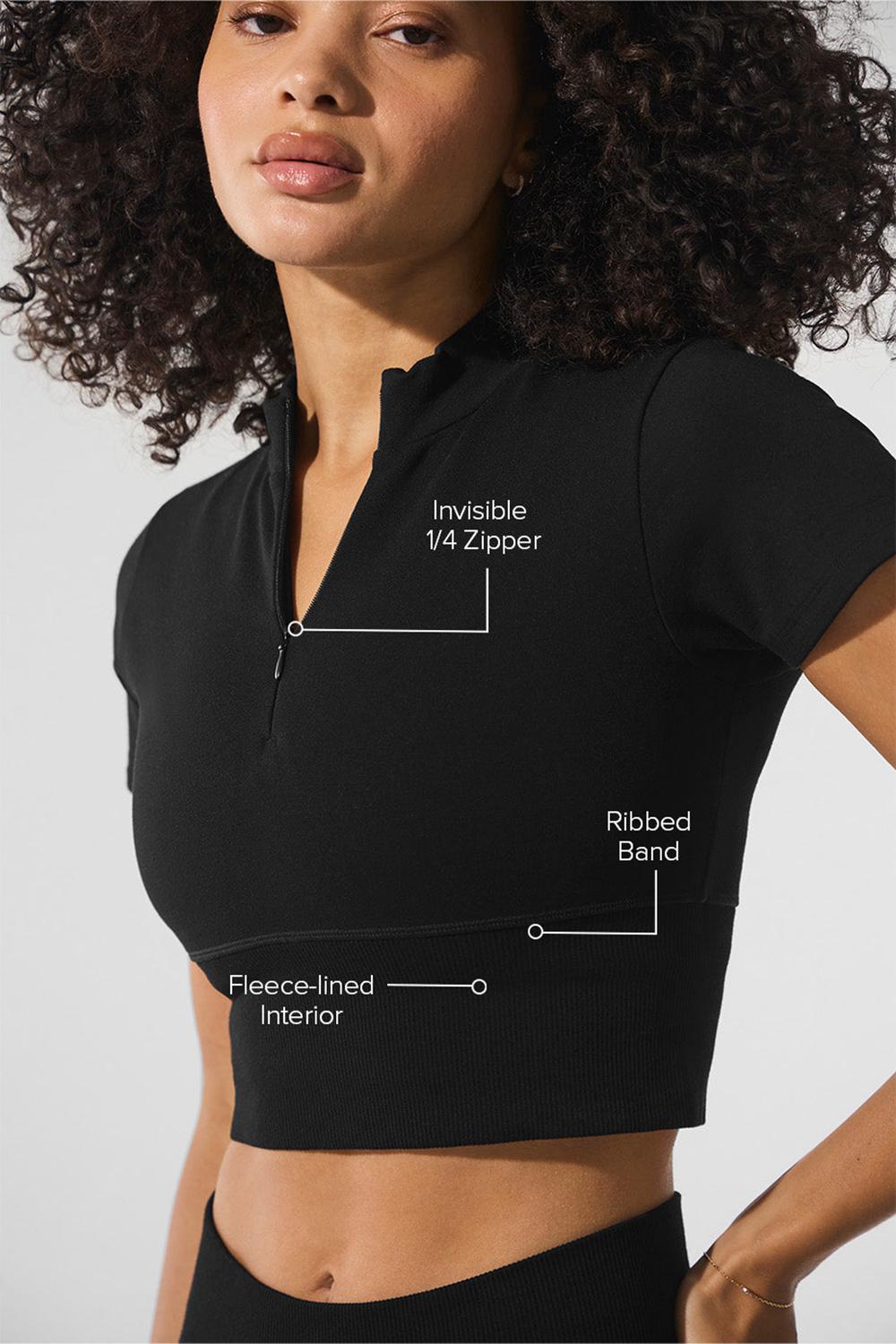 Short Sleeve Alo Yoga Seamless Winter Warm Plush Cropped Mujer Negras | España  JSBK-72418