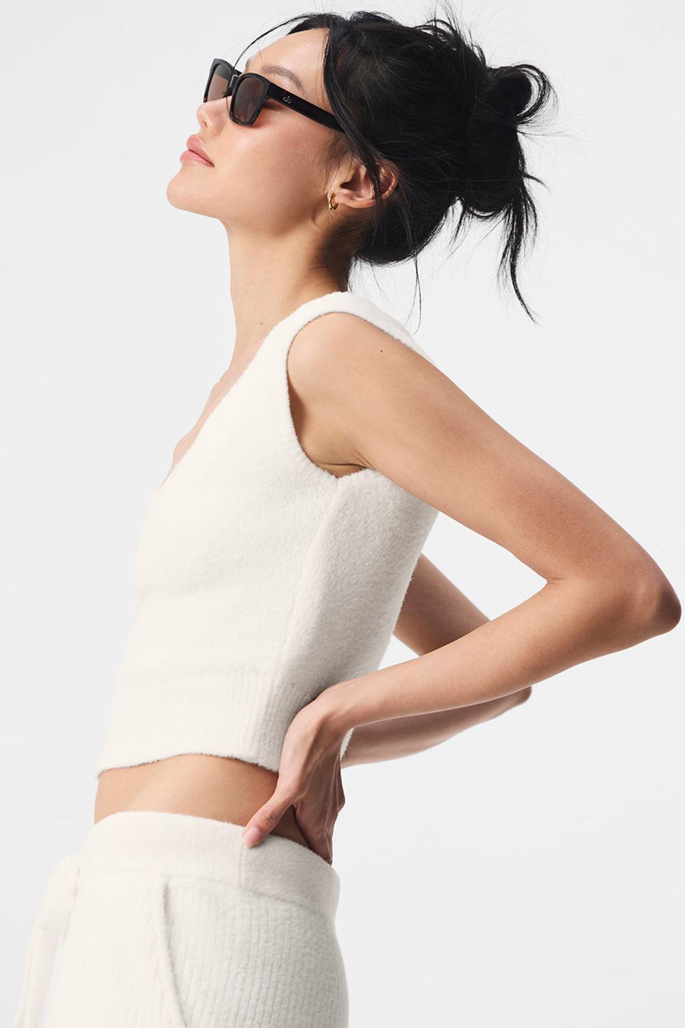 Short Sleeve Alo Yoga Snuggle Up Mujer Ivory | España  WKBN-07283