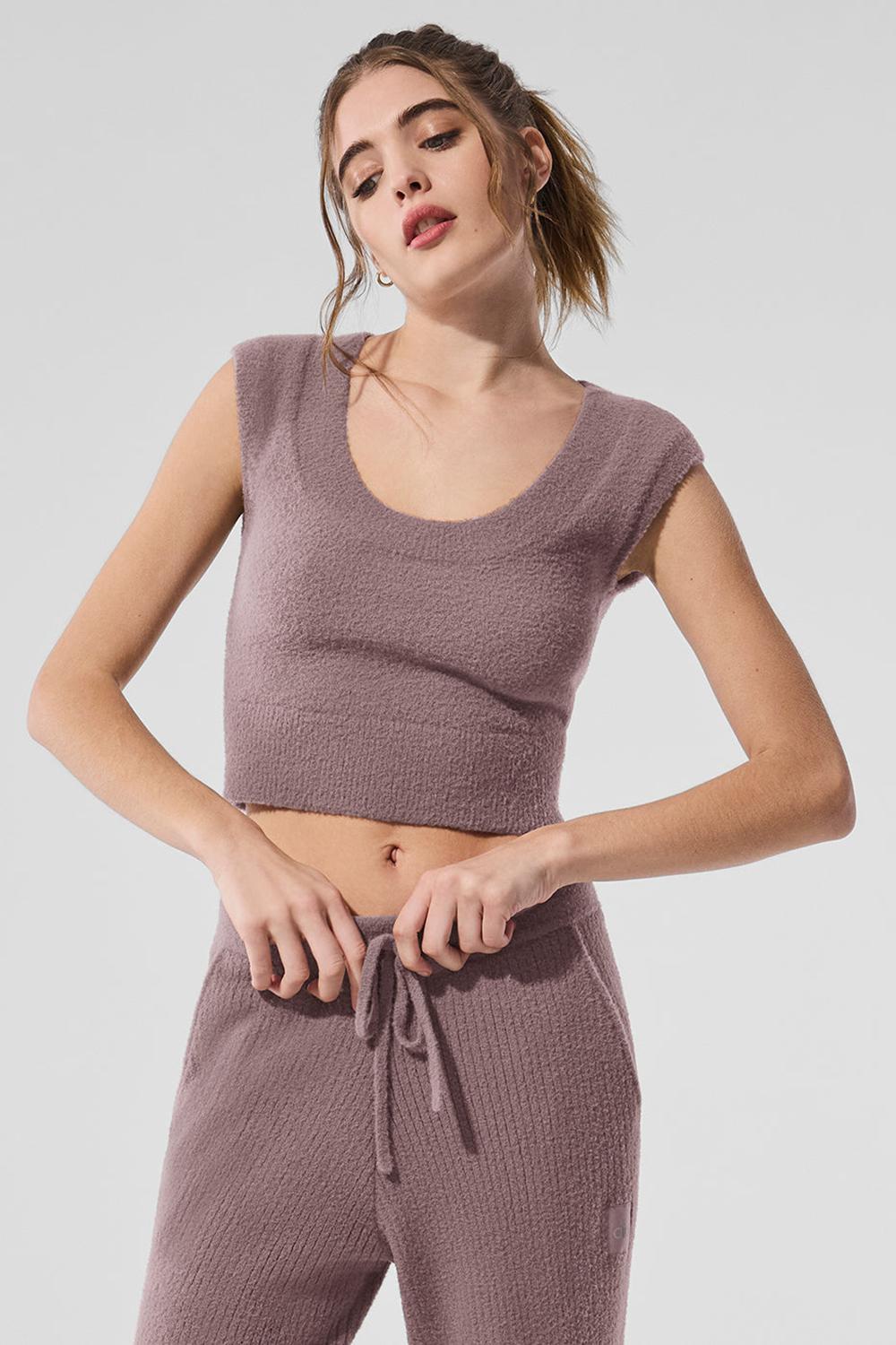 Short Sleeve Alo Yoga Snuggle Up Mujer Mushroom | España  QGPL-68249